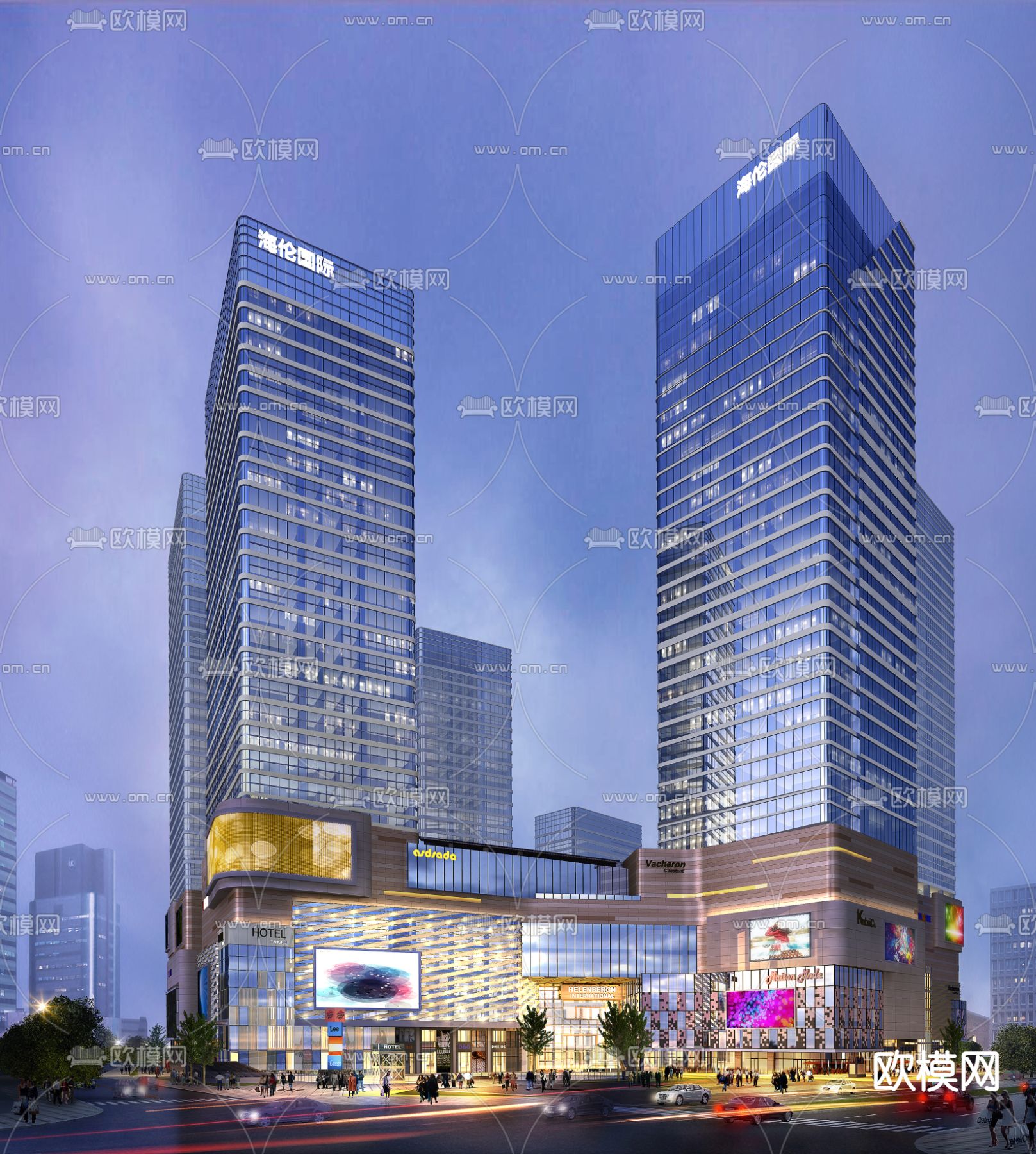 商业综合体 鸟瞰su模型下载（渲染图4）