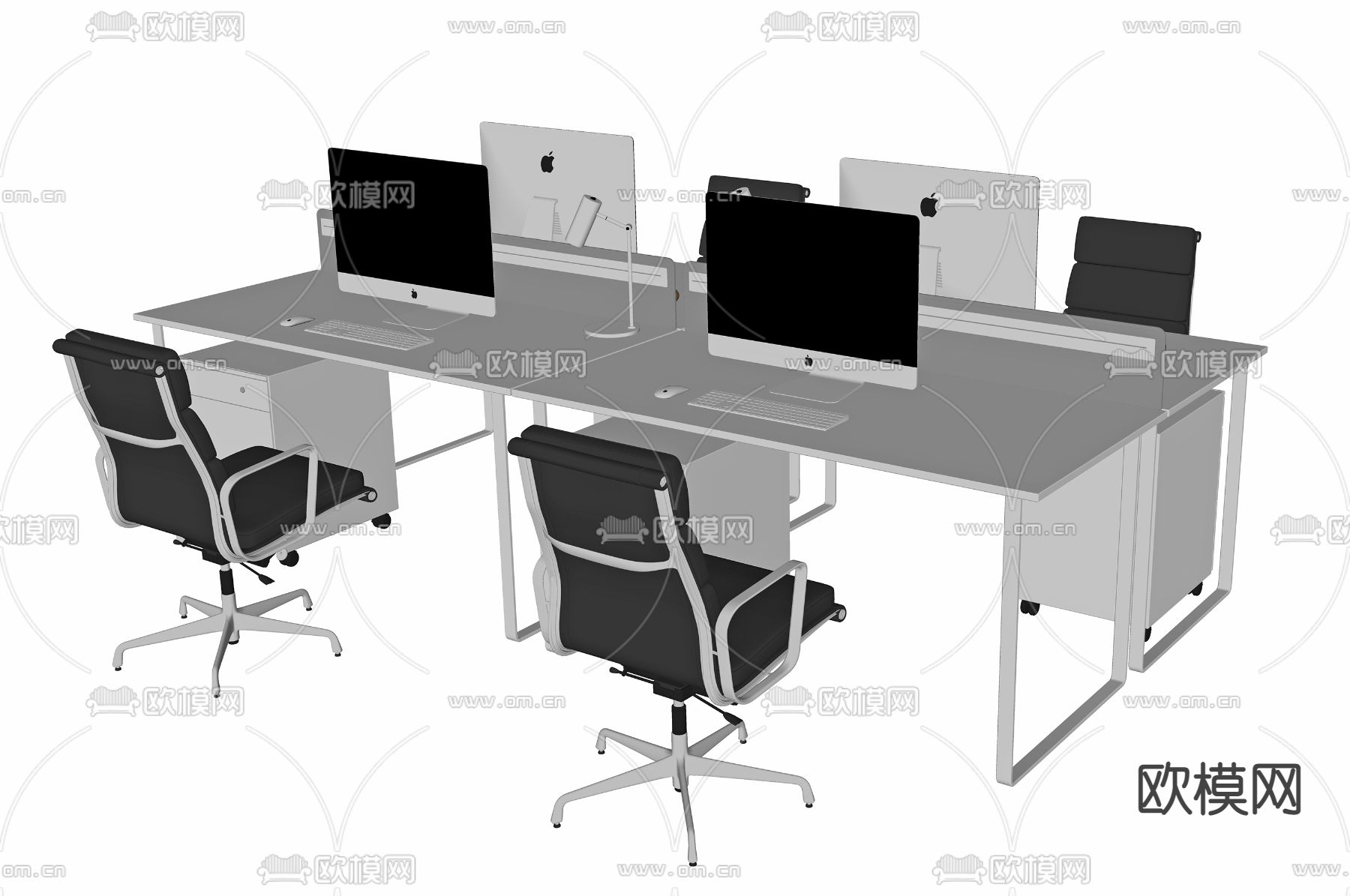 办公桌椅su模型下载（渲染图2）