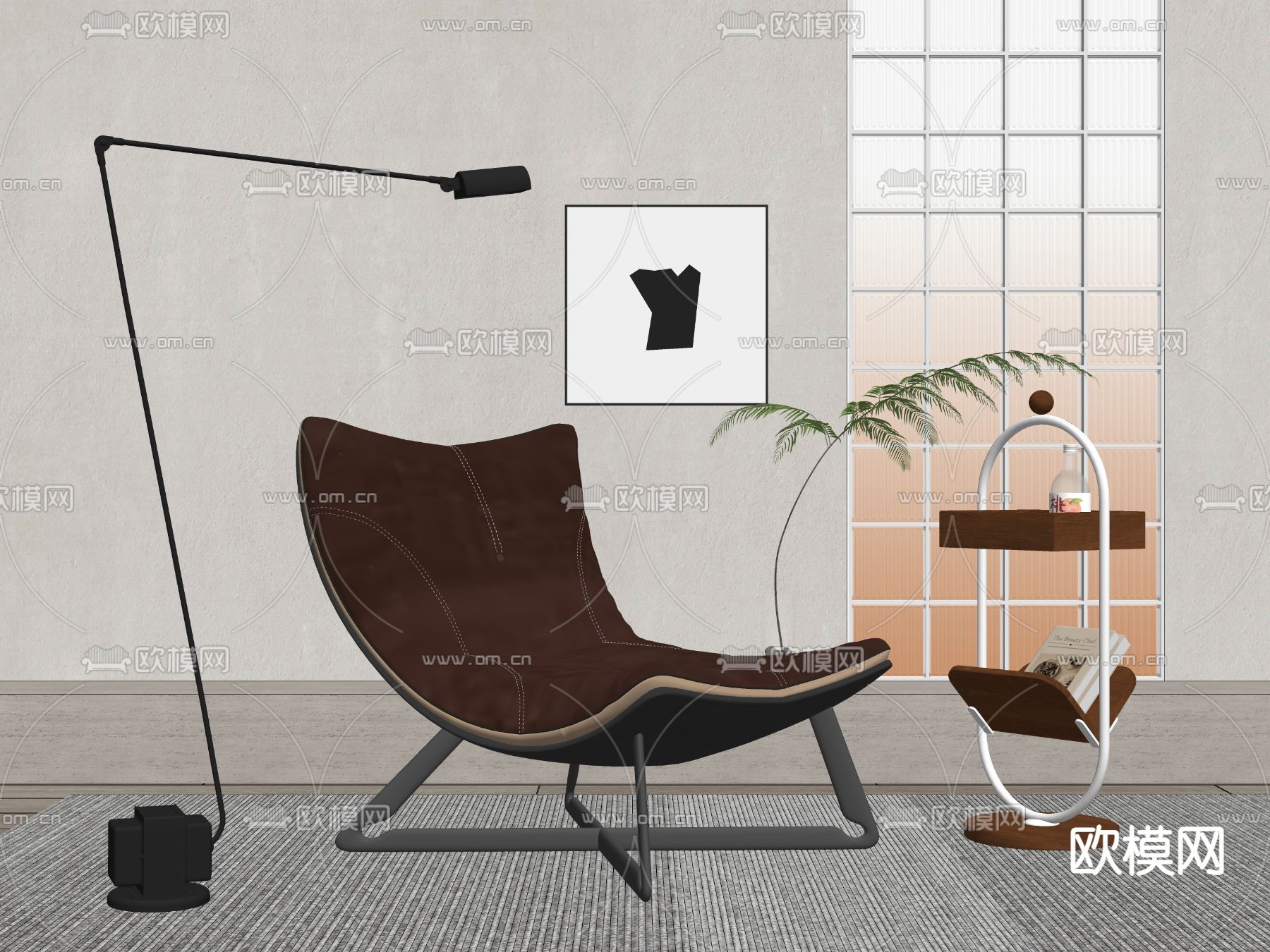 现代休闲椅躺椅su模型