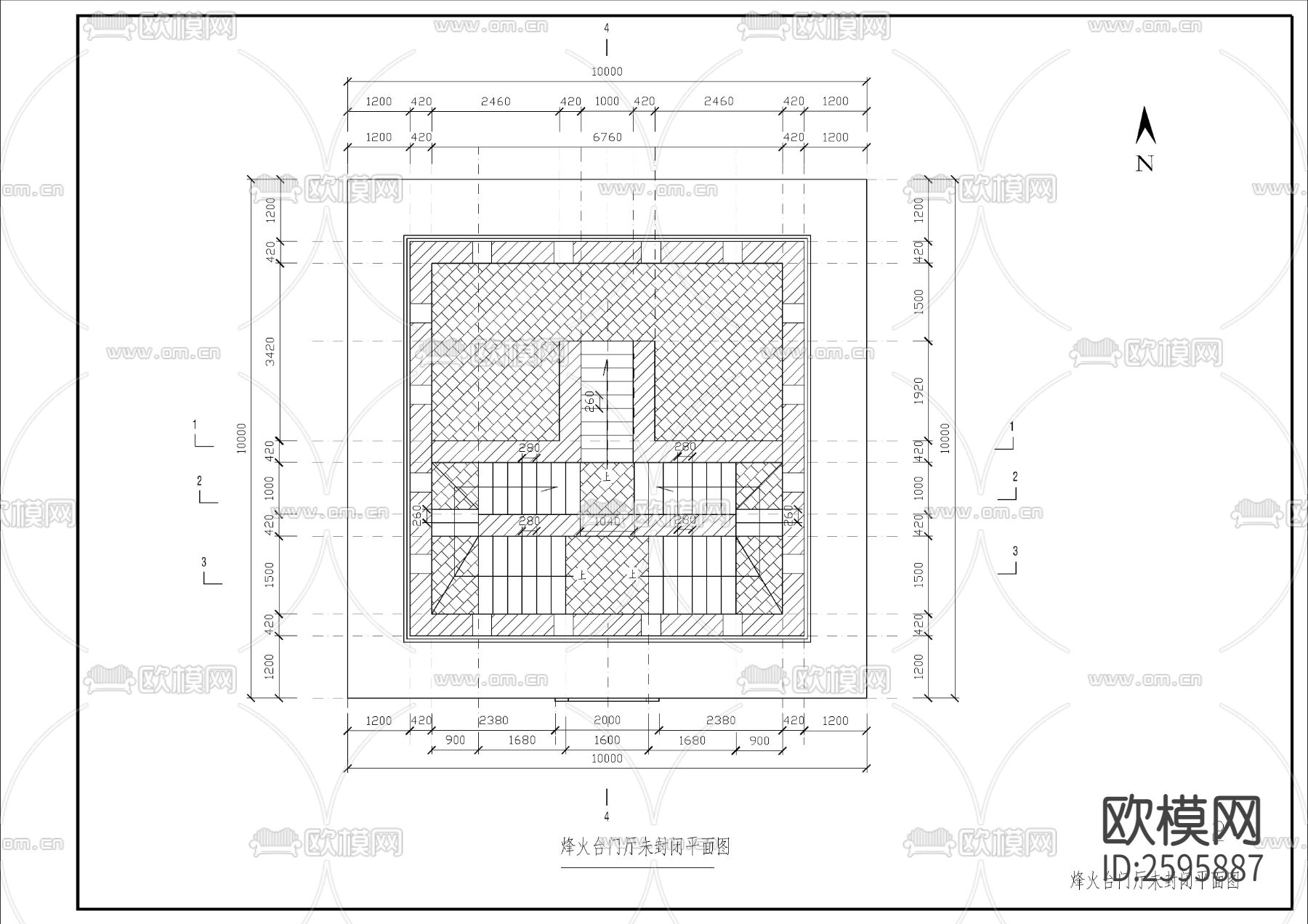 烽火台CAD施工图下载（渲染图2）