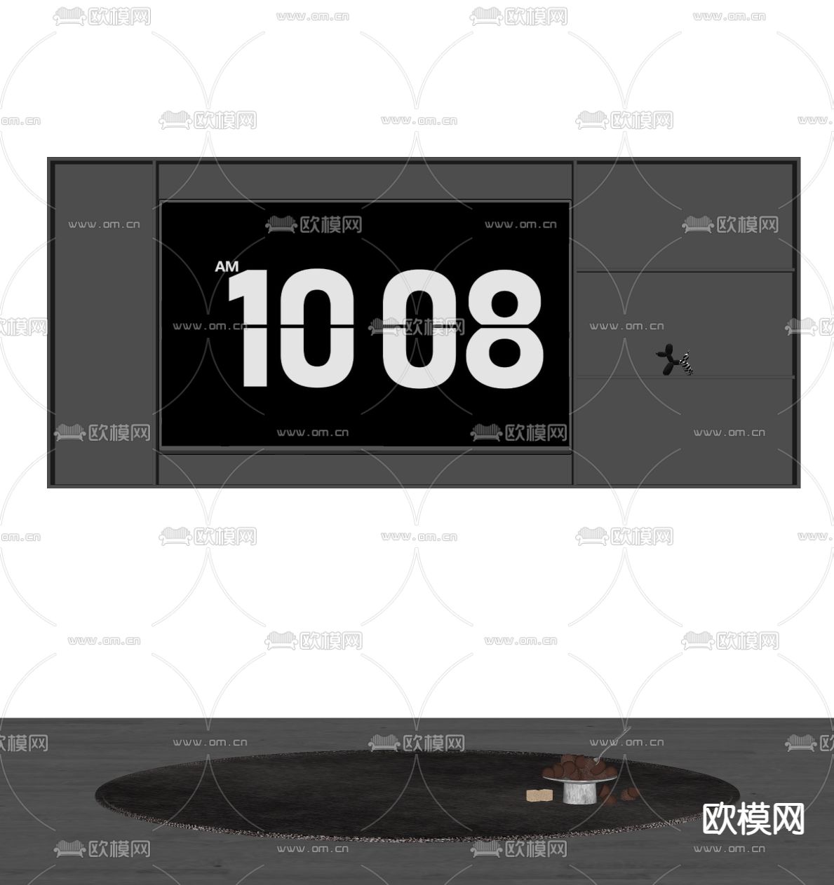 电视背景墙su模型下载（渲染图2）