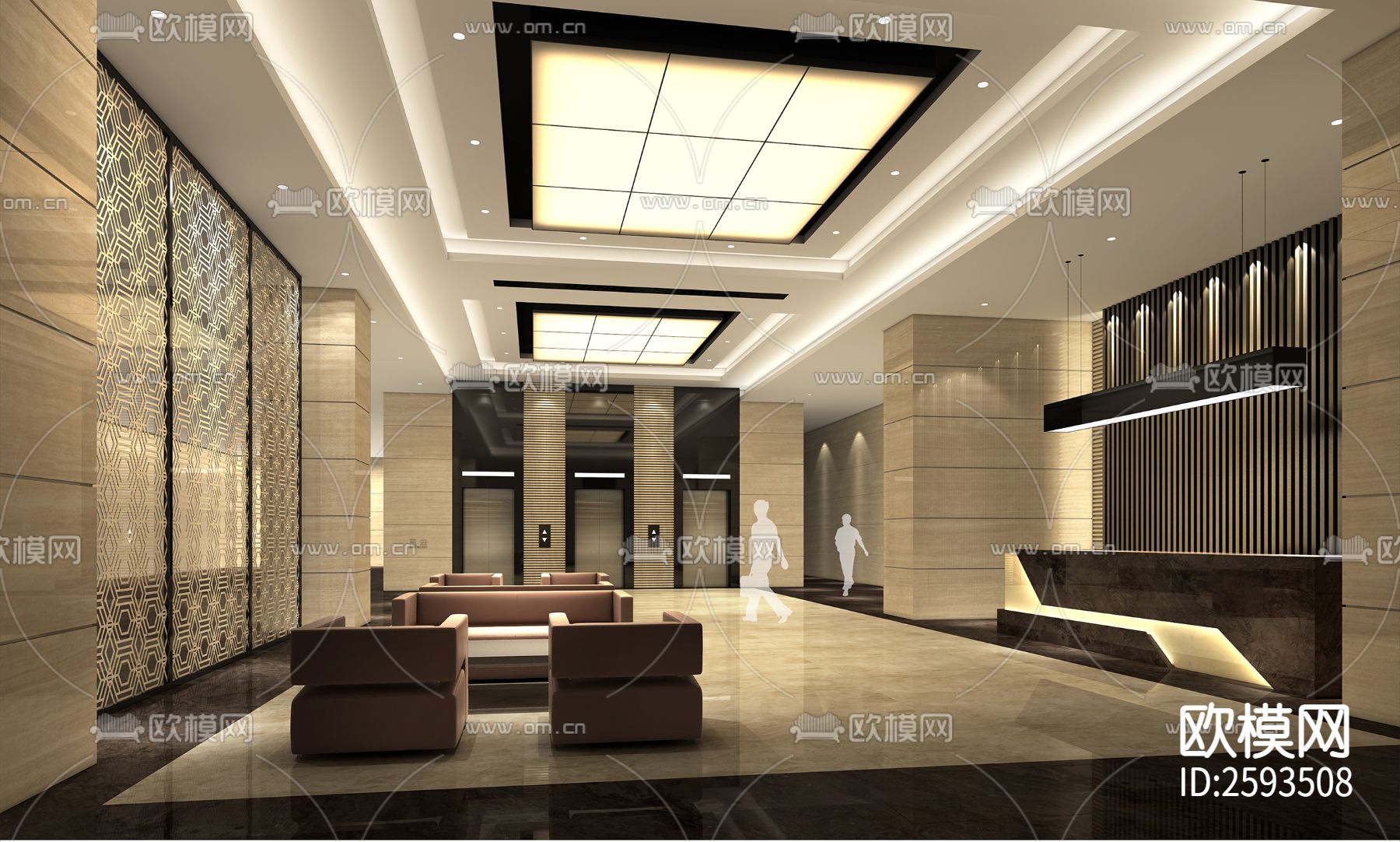 办公楼建筑及室内全套CAD施工图下载（渲染图4）