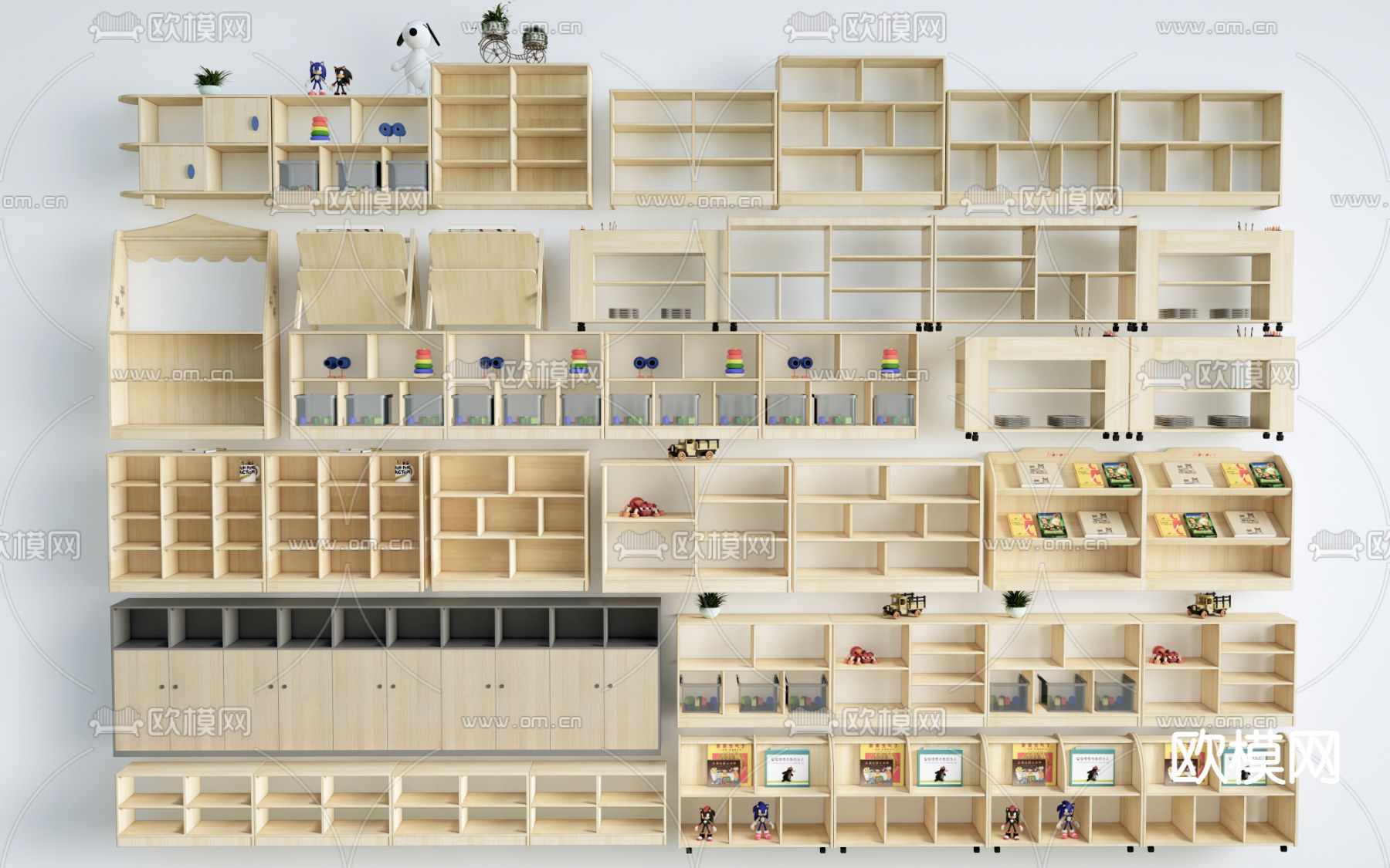 儿童储物柜su模型下载（渲染图1）