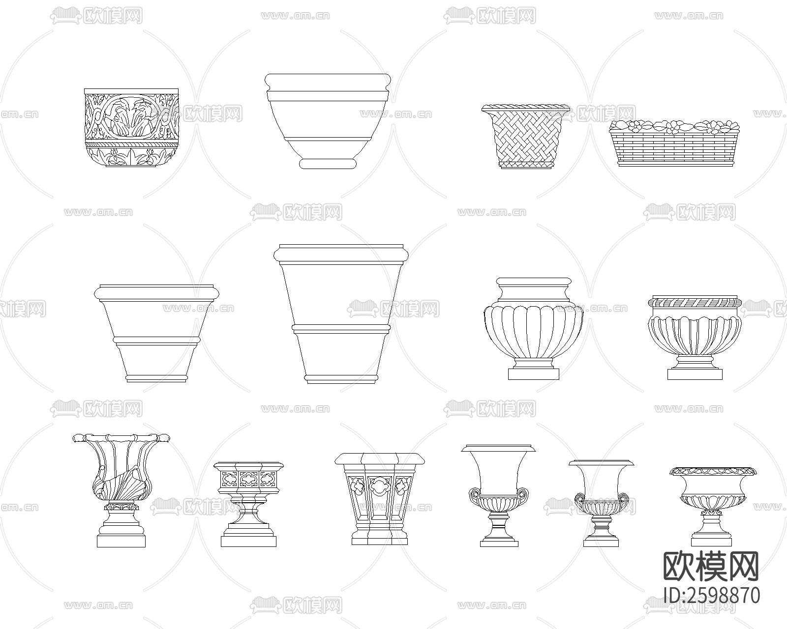 花盆cad图块下载（渲染图3）