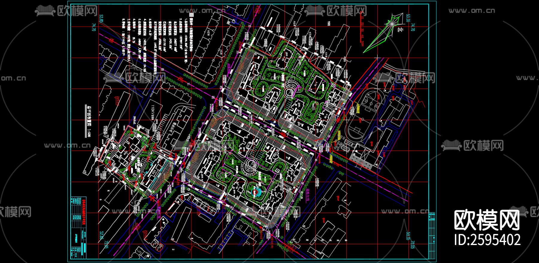 居住小区的种植绿化CAD施工图下载（渲染图1）