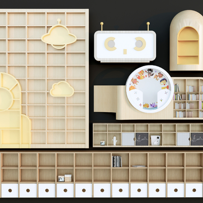  儿童储物柜su模型 