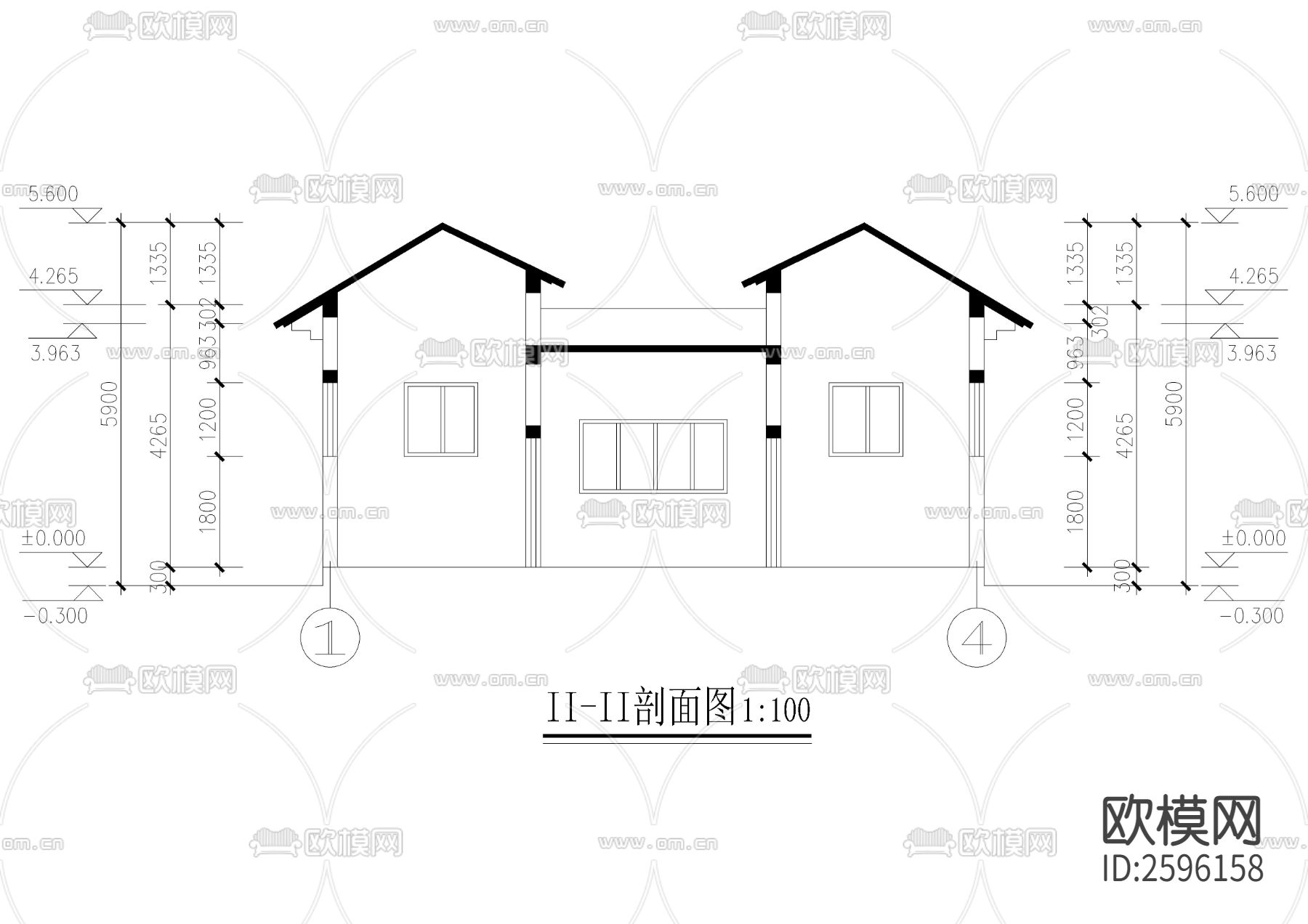 坡屋顶公共厕所全套CAD施工图下载（渲染图5）