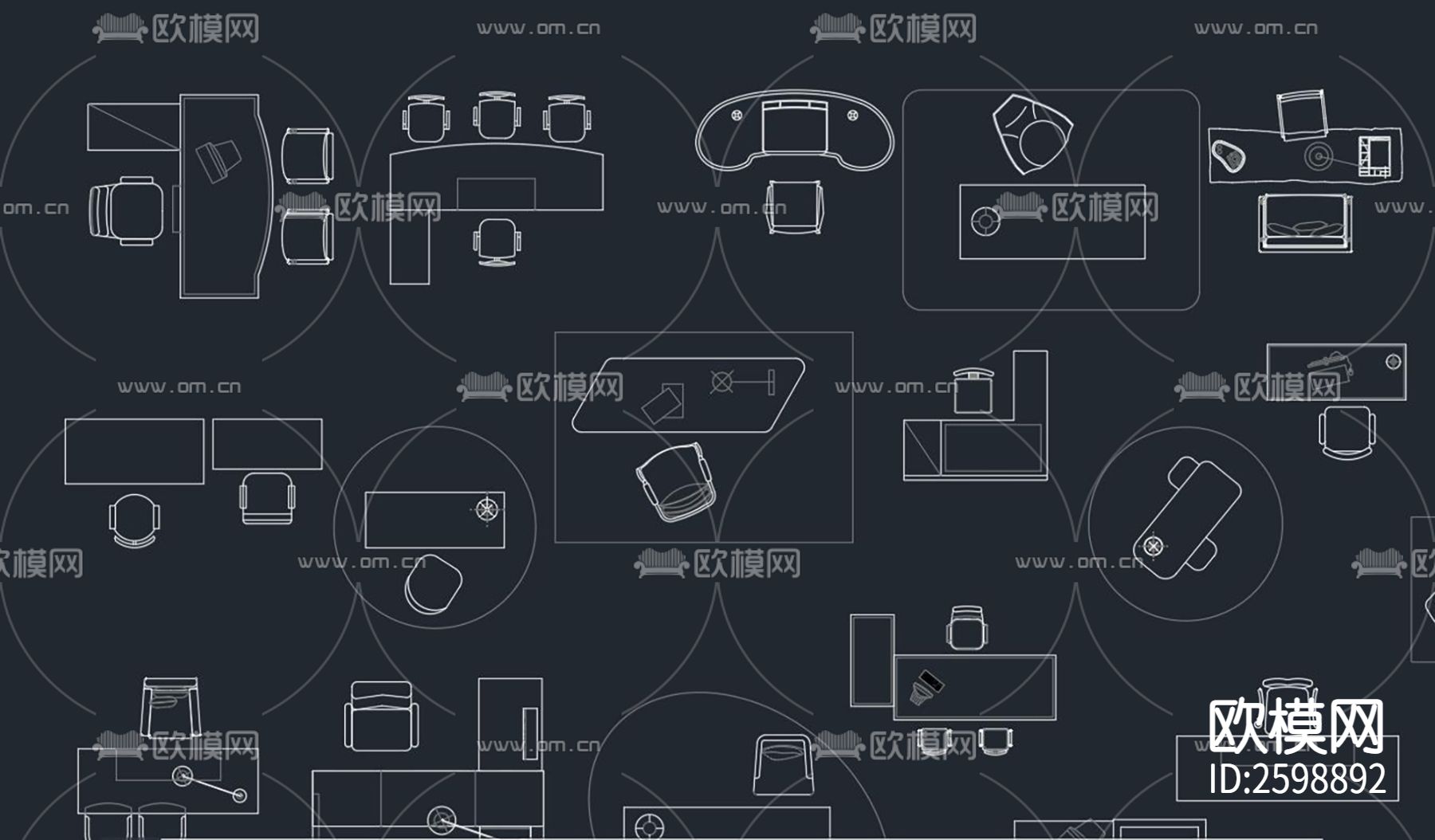 办公桌cad图块下载（渲染图3）