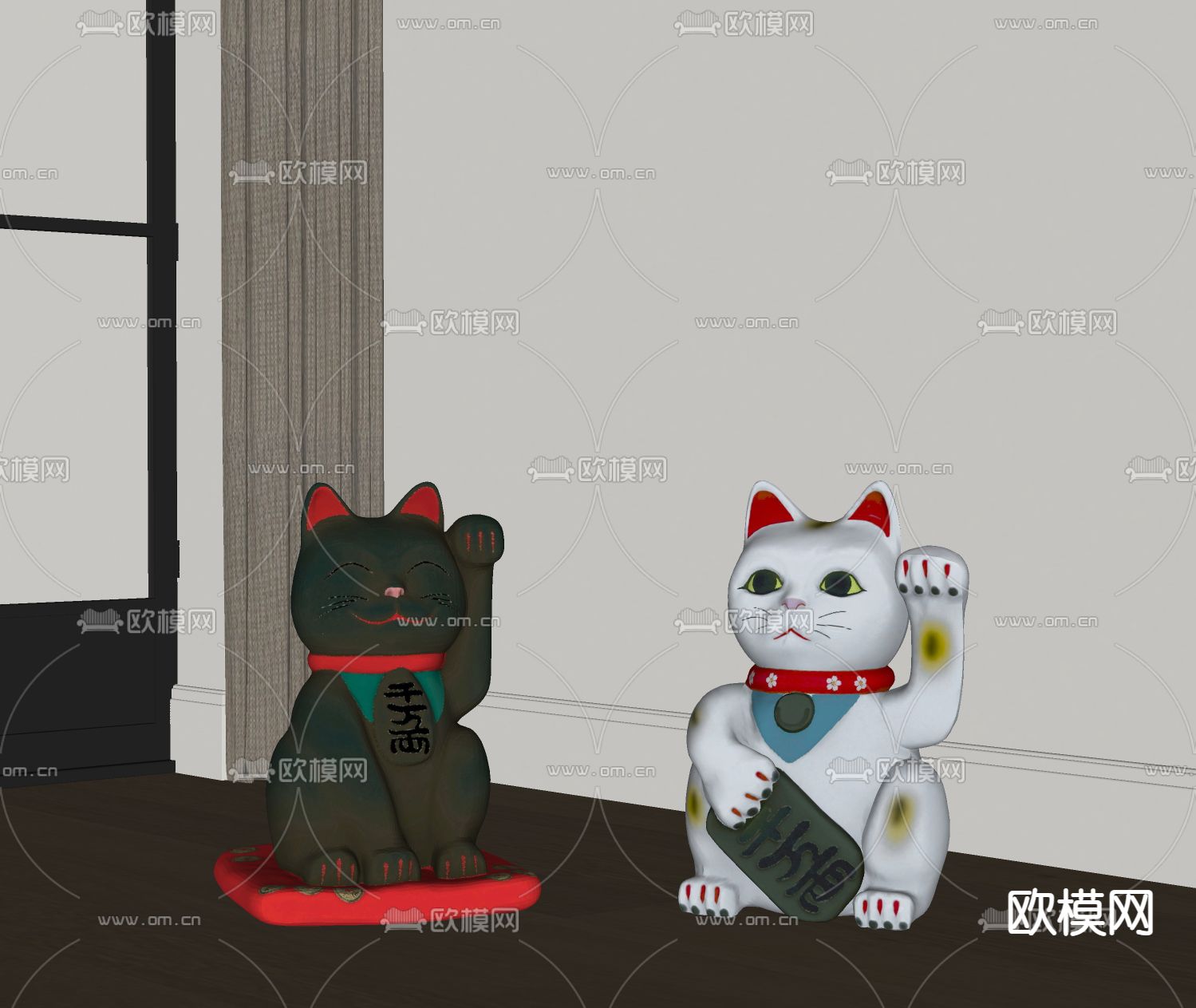 现代招财猫su模型