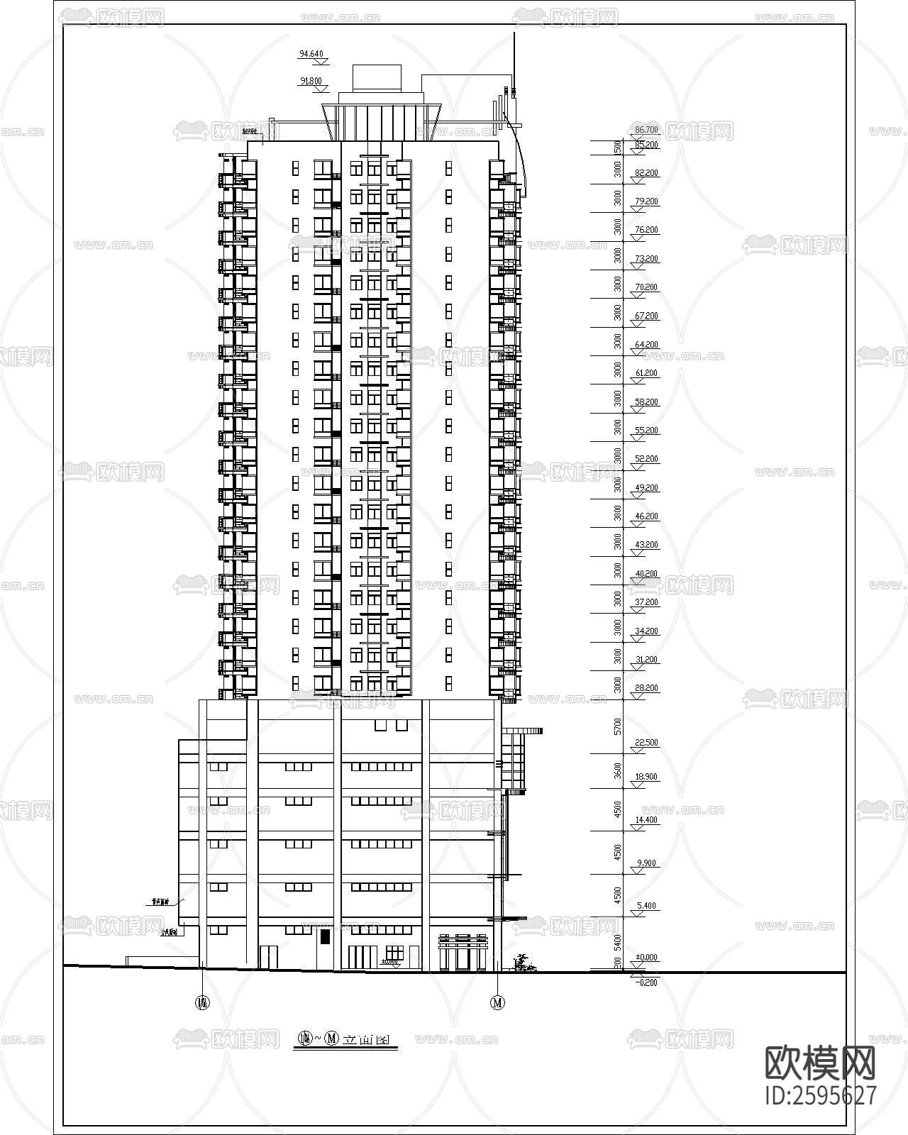 高层住宅全套建筑CAD施工图下载（渲染图6）