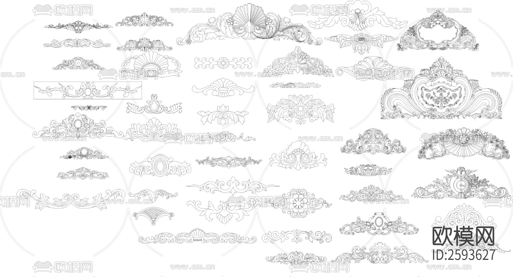 法式雕花构件CAD图库下载（渲染图5）