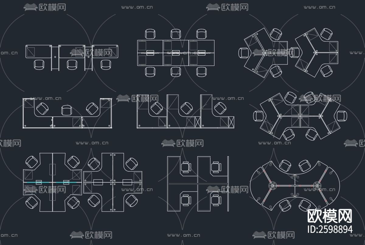 办公桌cad图块下载（渲染图4）