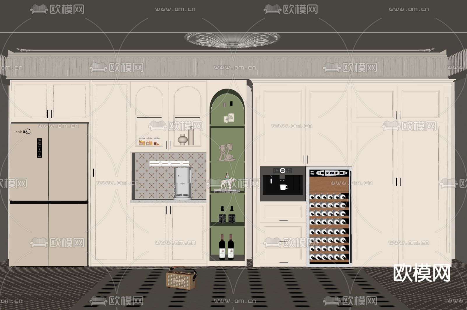 法式橱柜 酒柜su模型