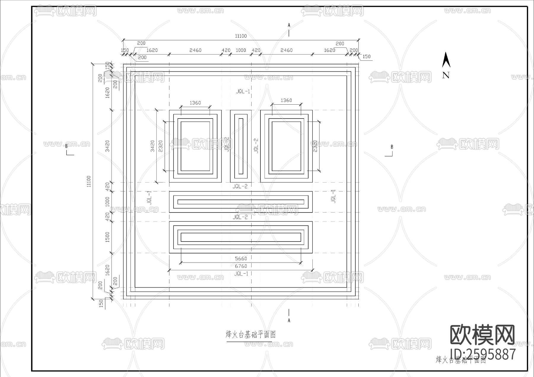 烽火台CAD施工图下载（渲染图3）