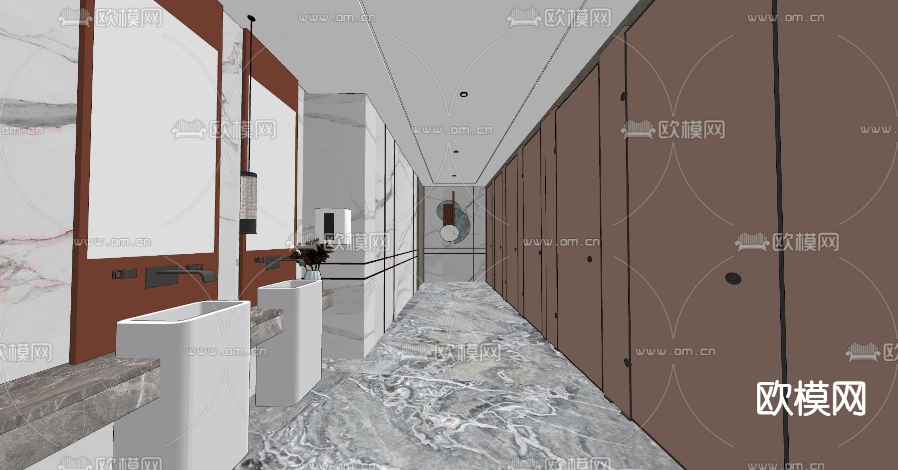 公共卫生间su模型下载（渲染图2）