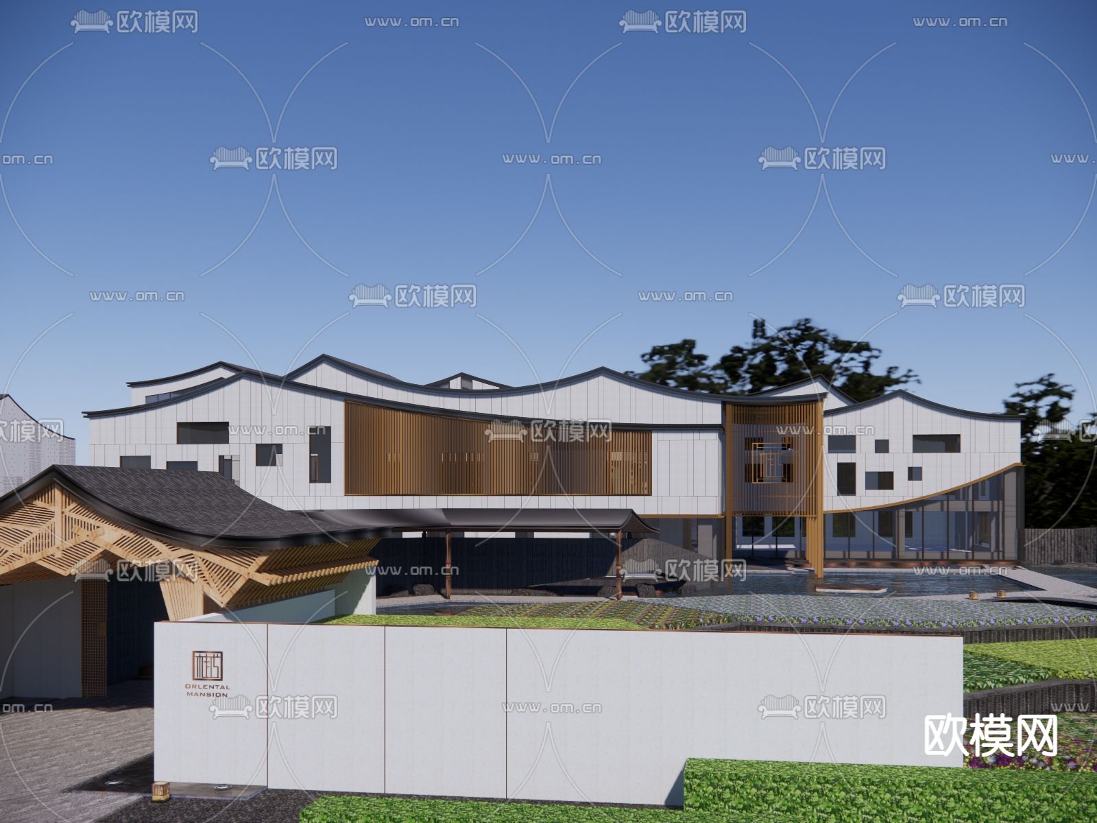 文化馆鸟瞰su模型下载（渲染图2）