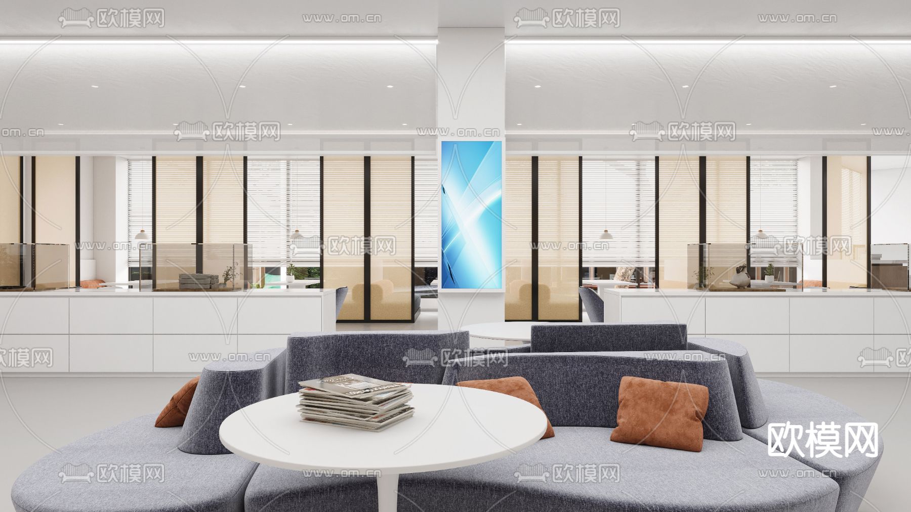 便民服务中心 办事大厅su模型下载（渲染图2）