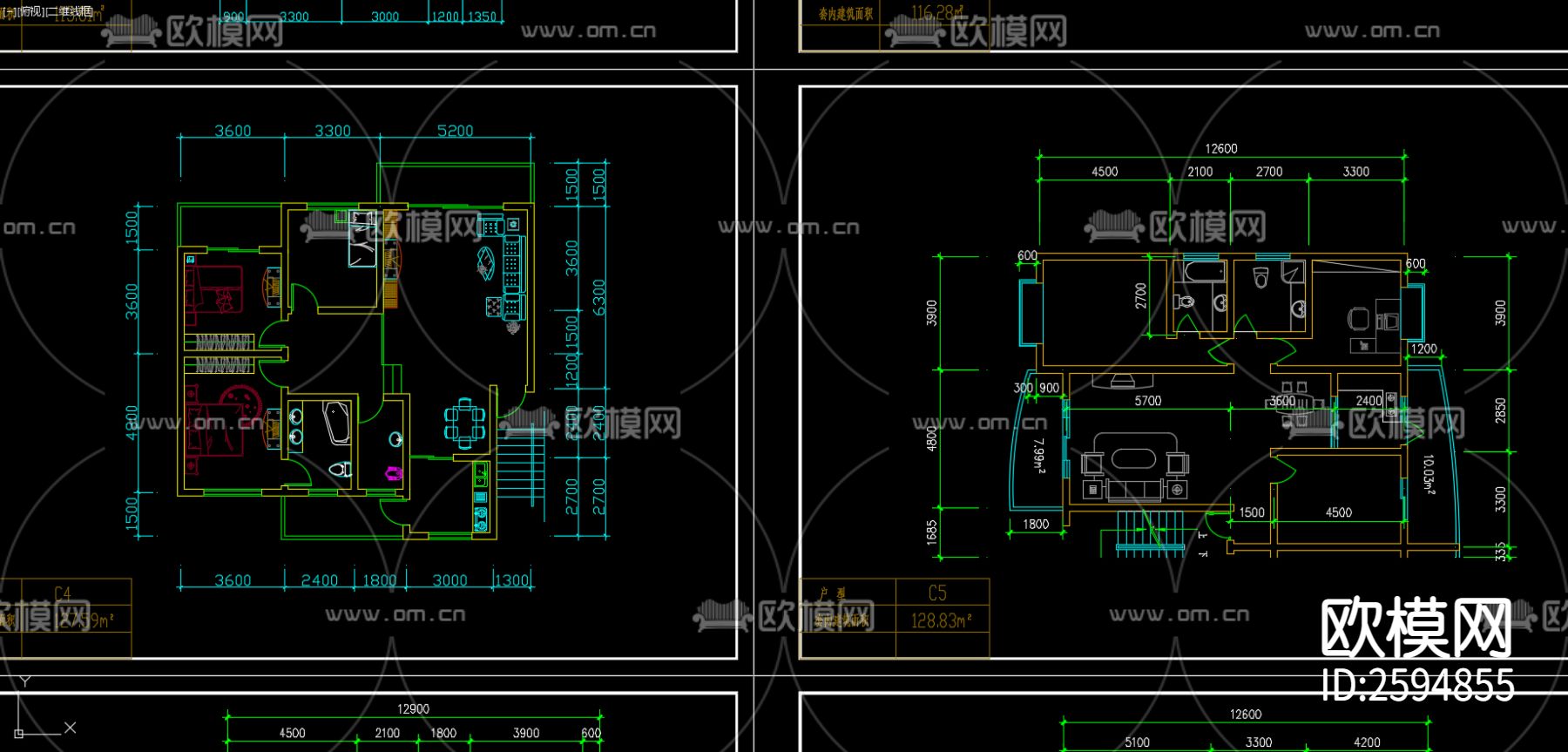 住宅CAD施工图下载（渲染图3）