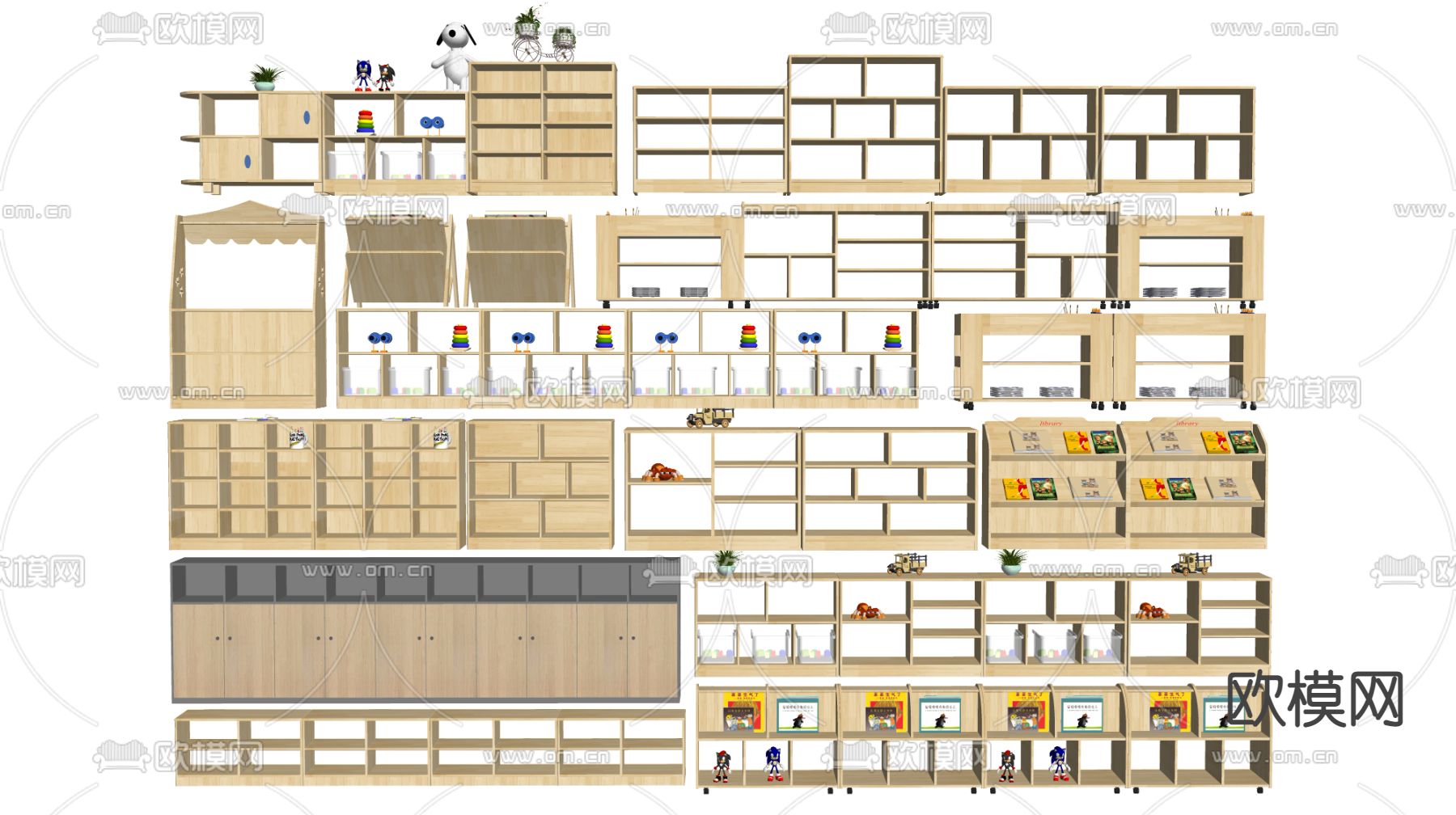 儿童储物柜su模型下载（渲染图2）