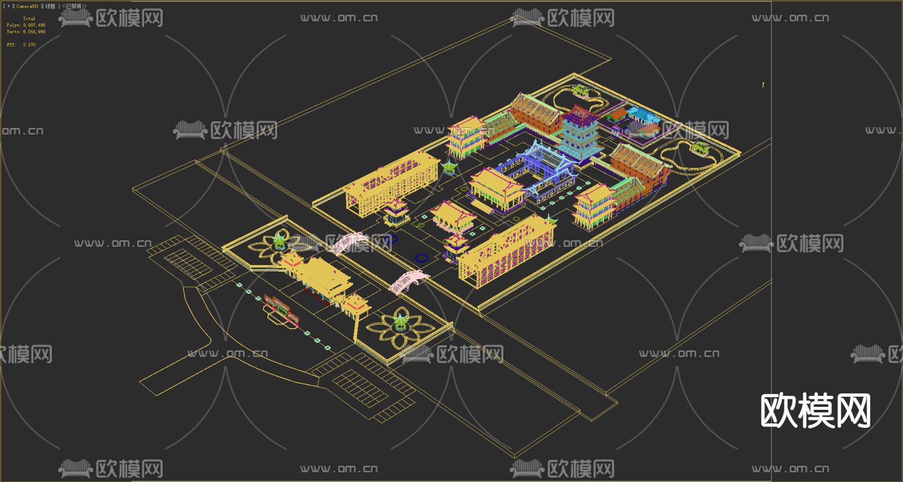 古建寺庙道观3d模型下载（渲染图2）
