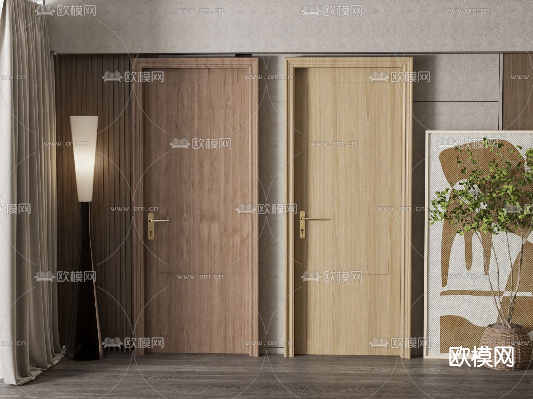木门 单开门 房门3d模型下载_ID14045183_3dmax免费模型-欧模网