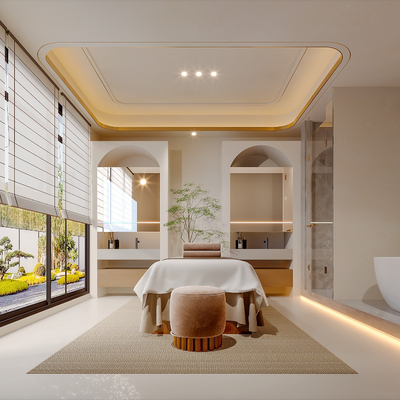  美容院 SPA护理房su模型 