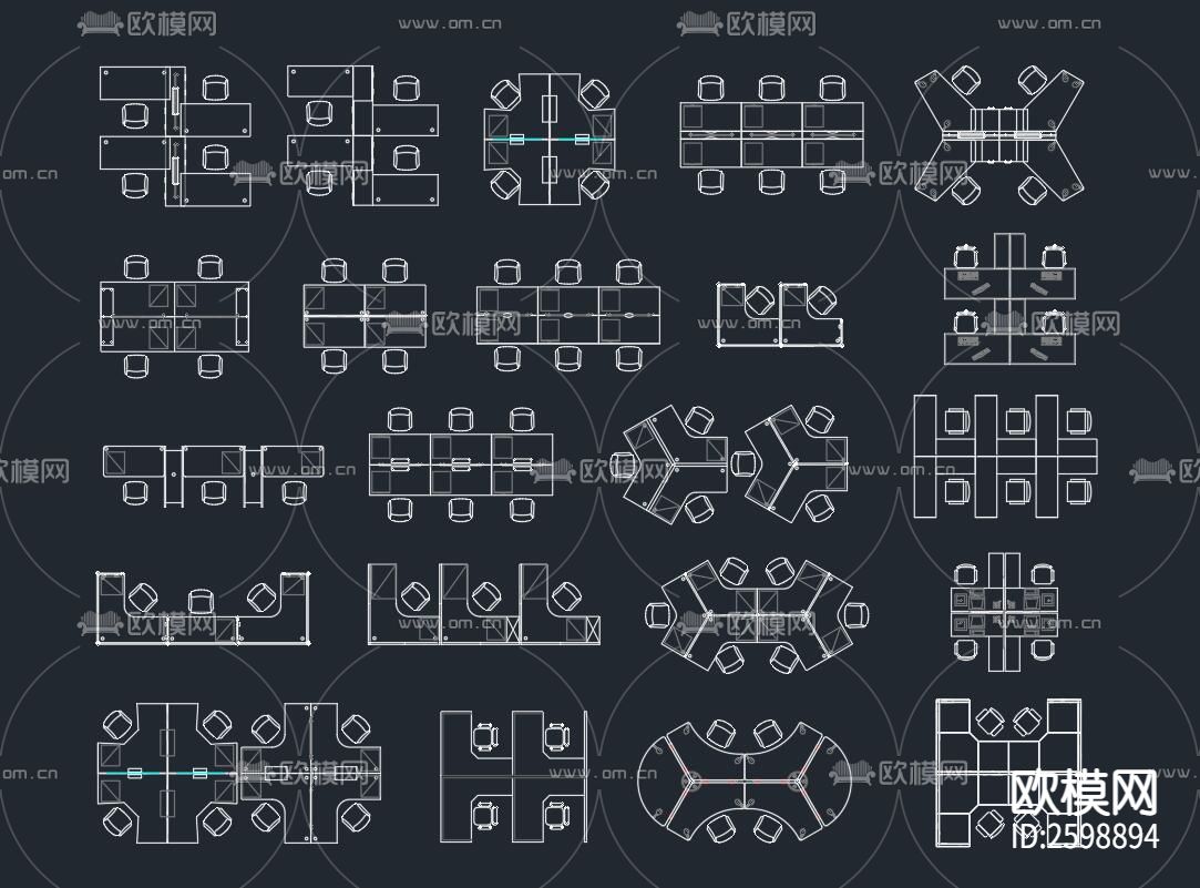 办公桌cad图块下载（渲染图1）