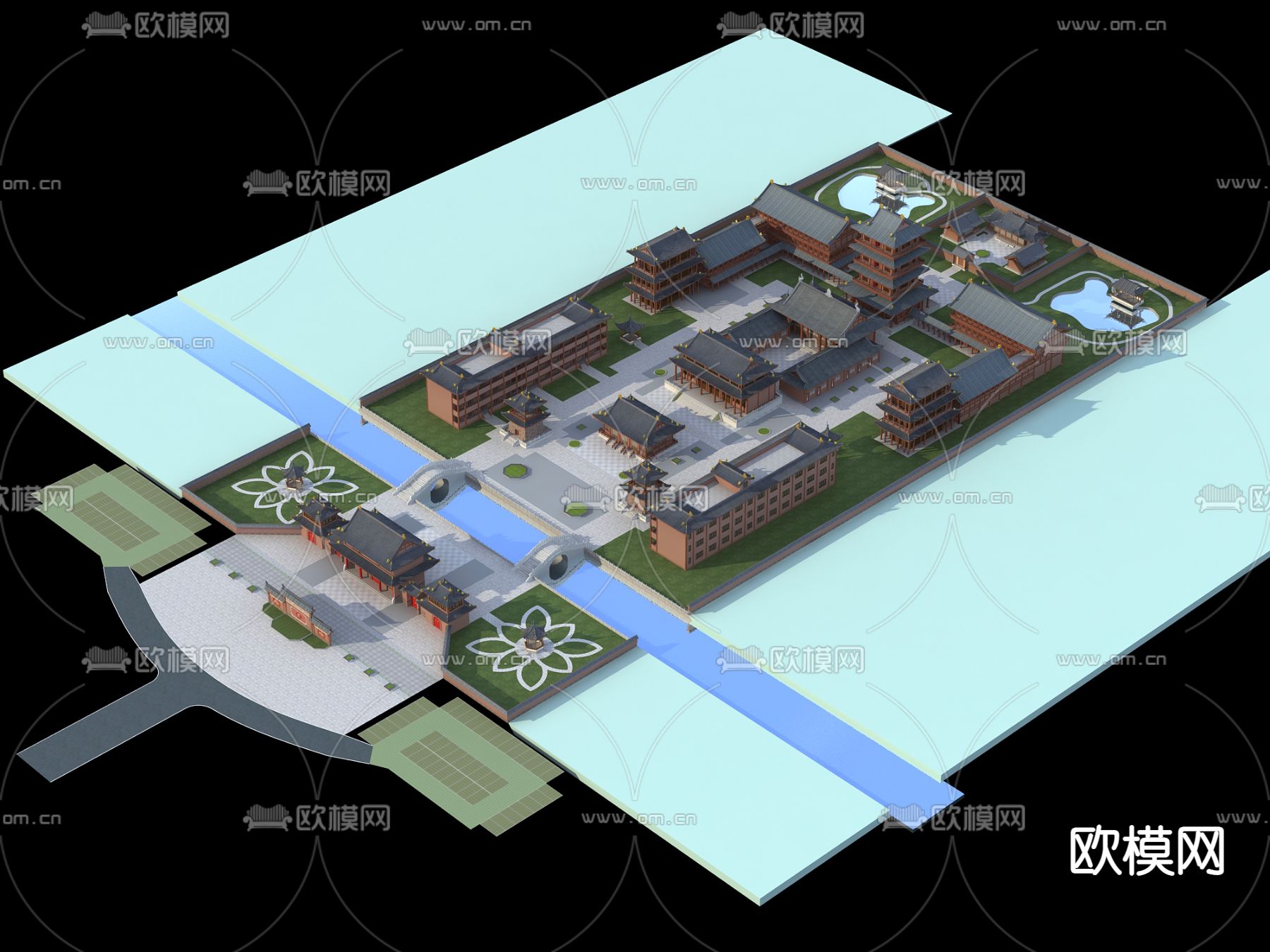 古建寺庙道观3d模型下载（渲染图1）