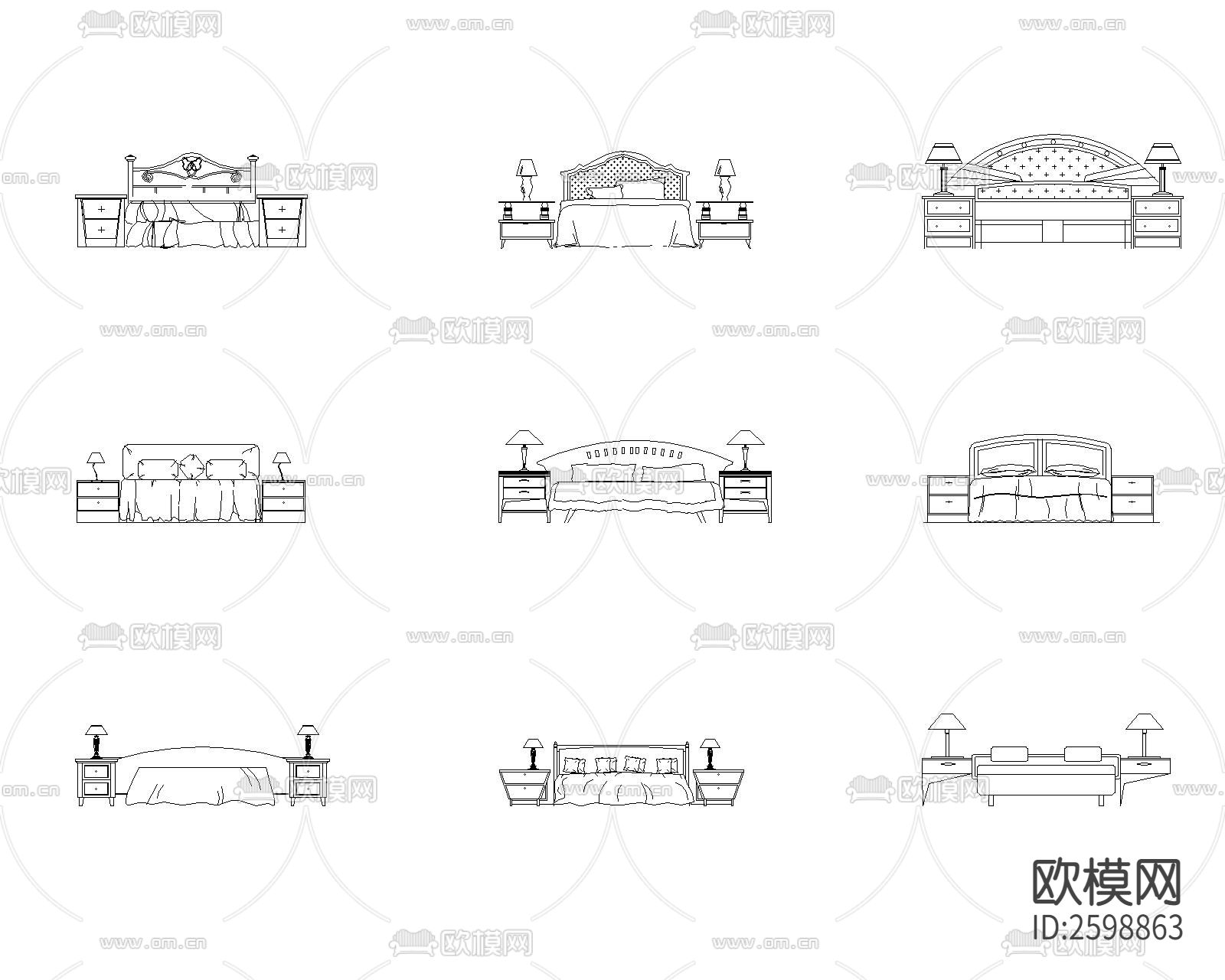 床cad立面图块下载（渲染图1）
