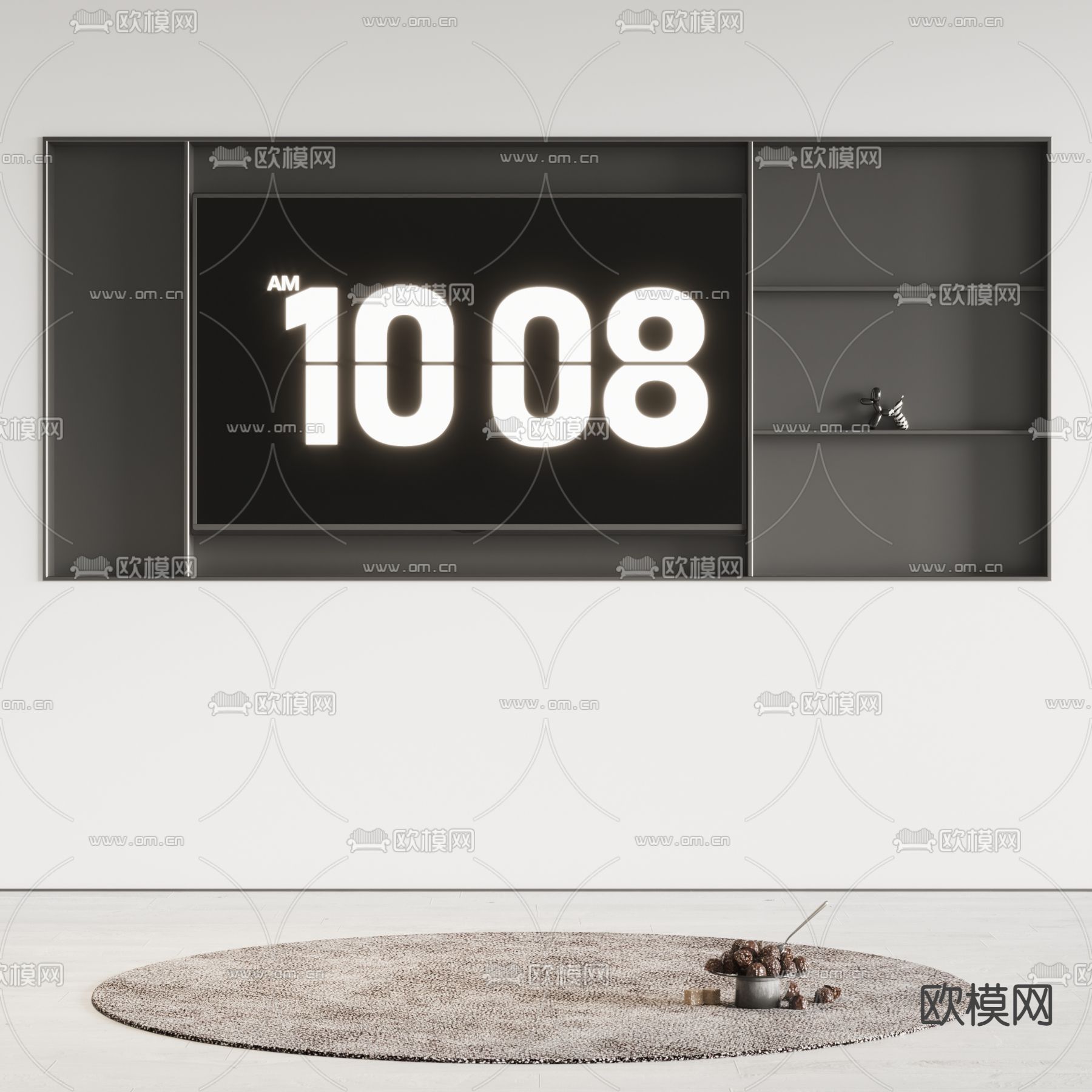 电视背景墙su模型下载（渲染图1）