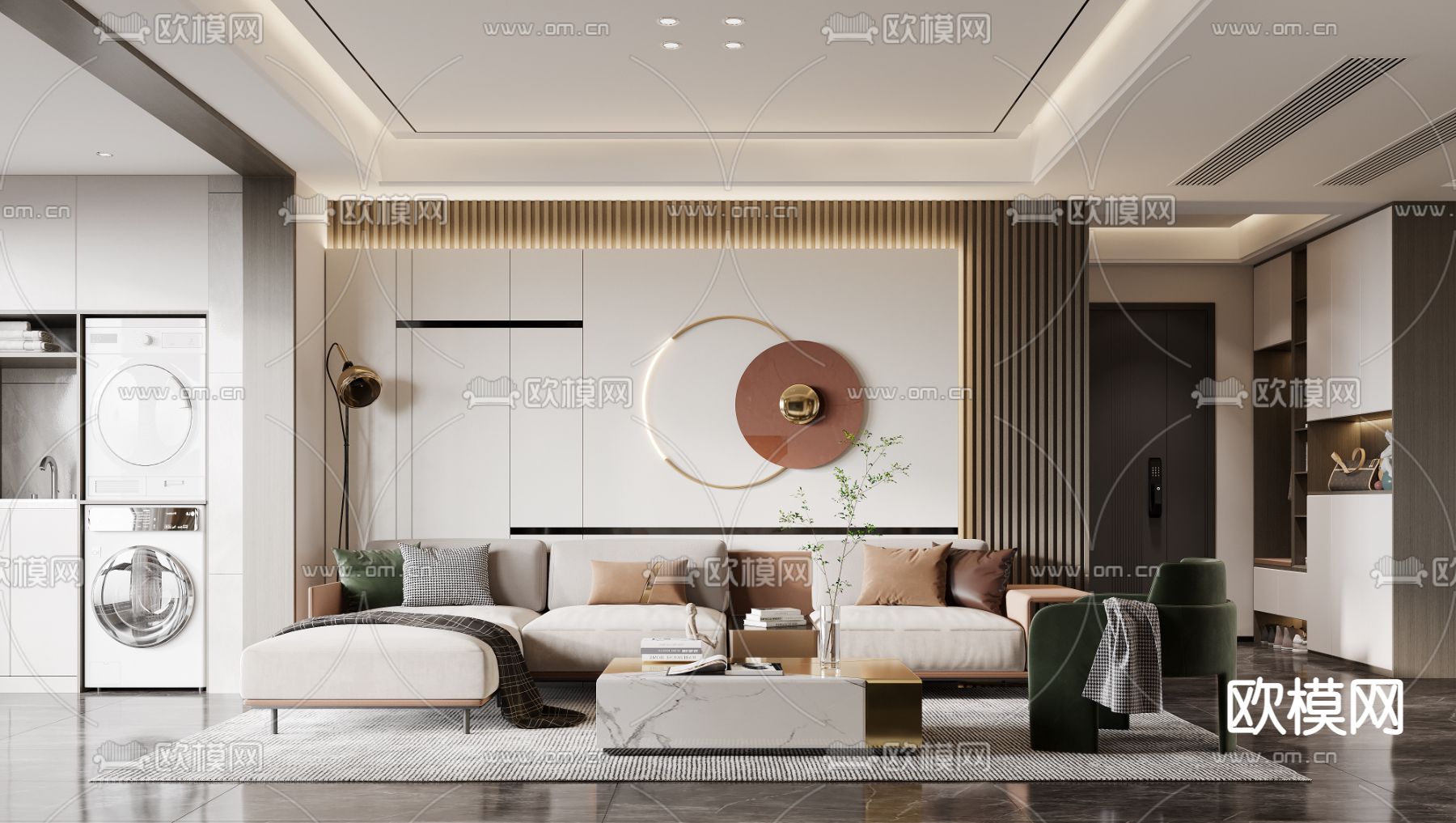 轻奢客餐厅3d模型下载（渲染图1）