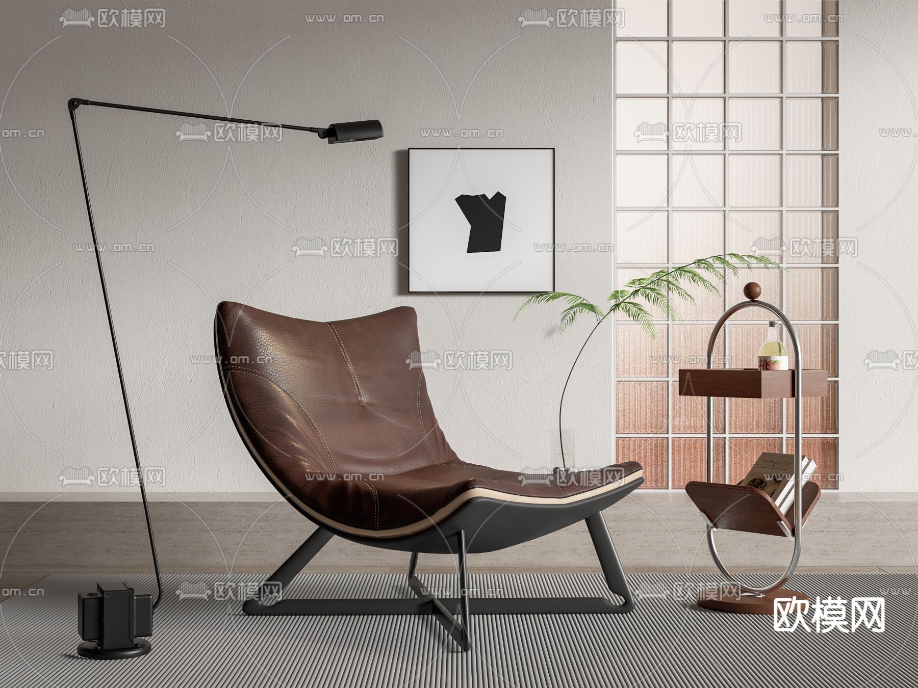 现代休闲椅躺椅su模型