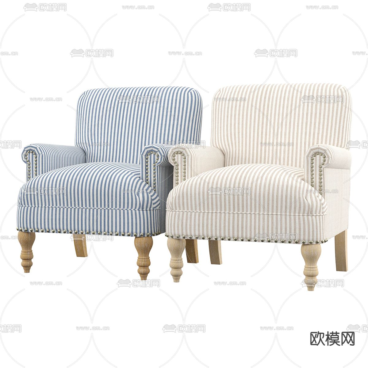 简欧沙发 单人沙发3d模型下载