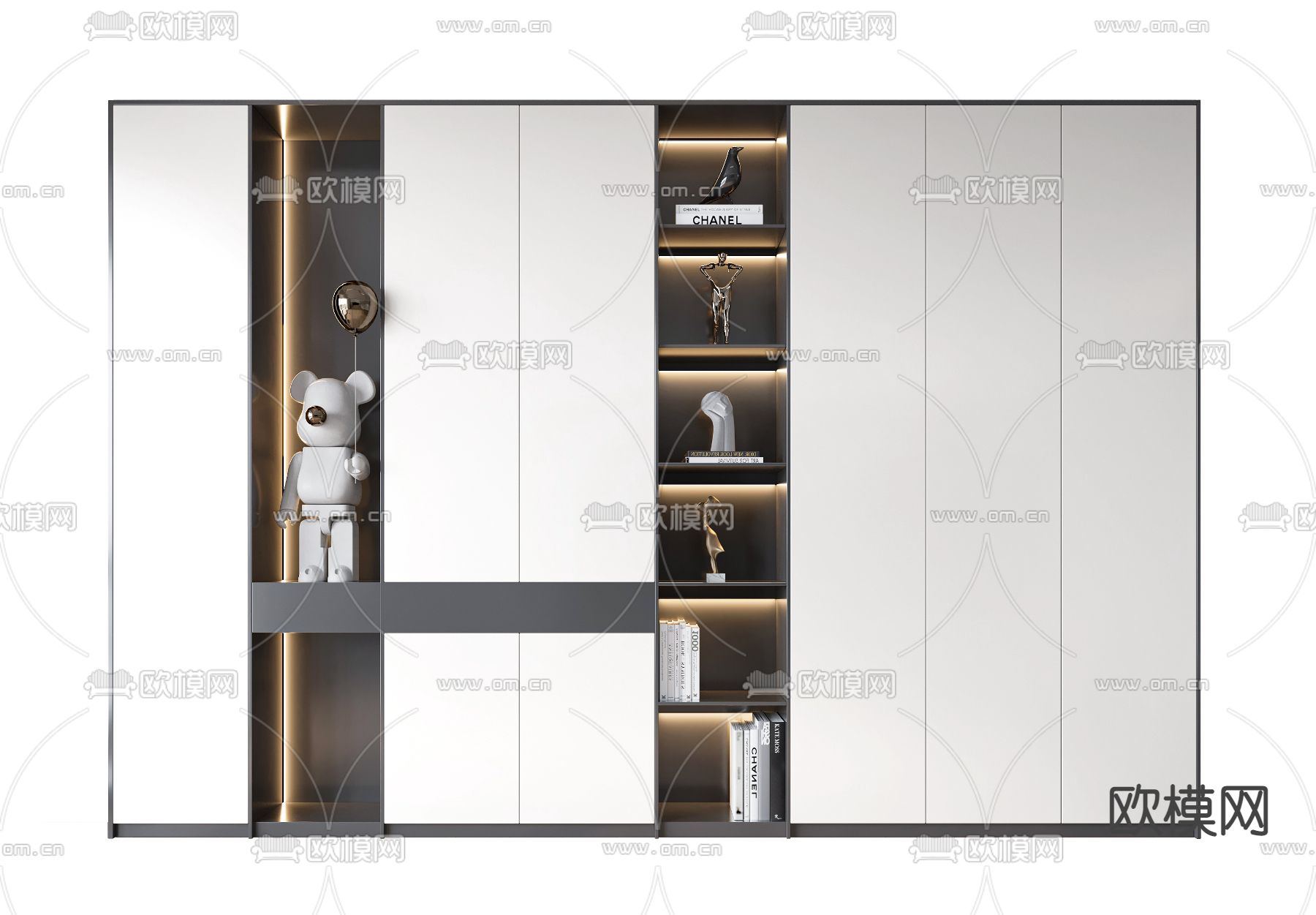现代书柜su模型下载（渲染图1）