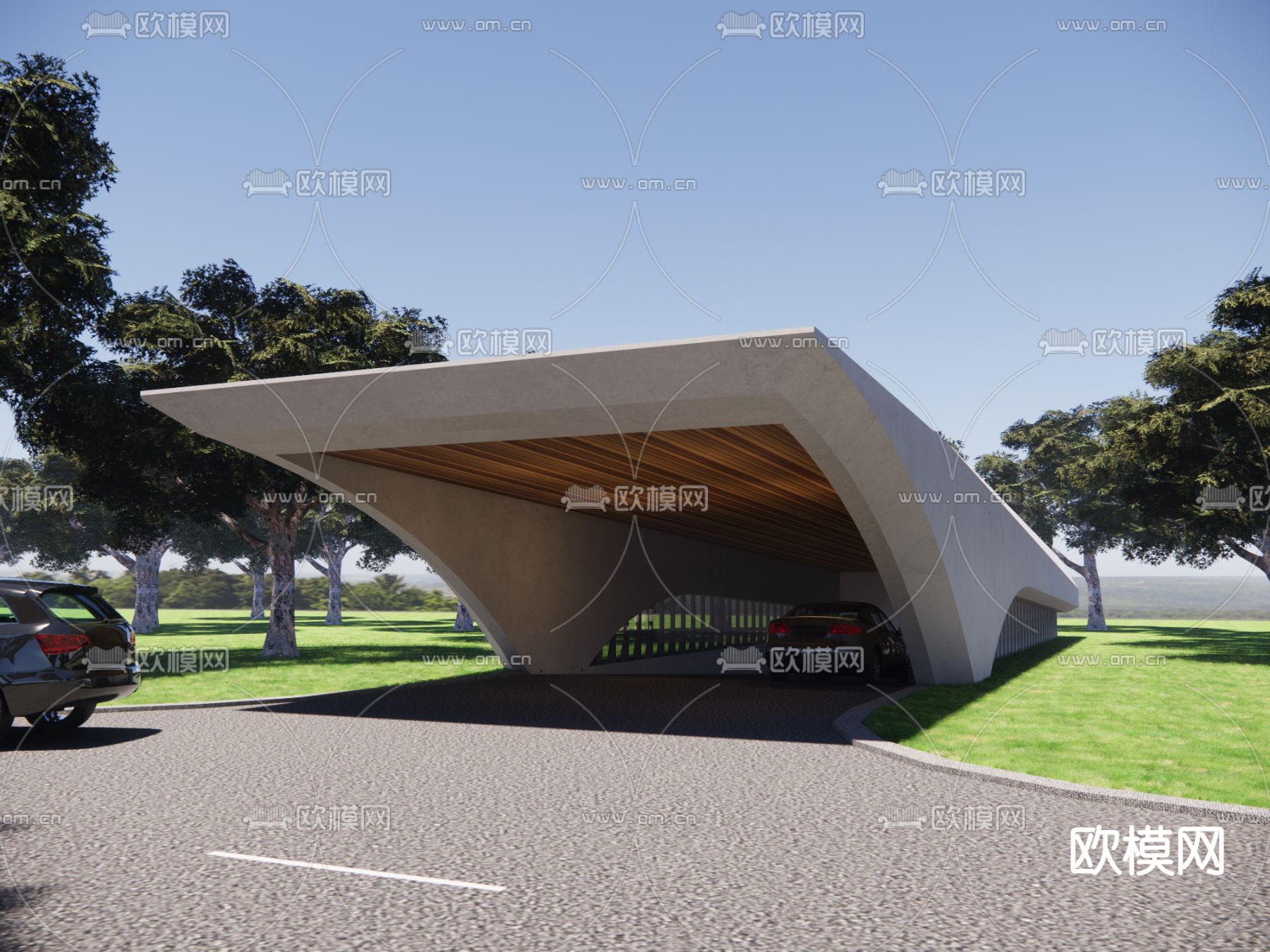 地下车库出入口su模型下载（渲染图2）