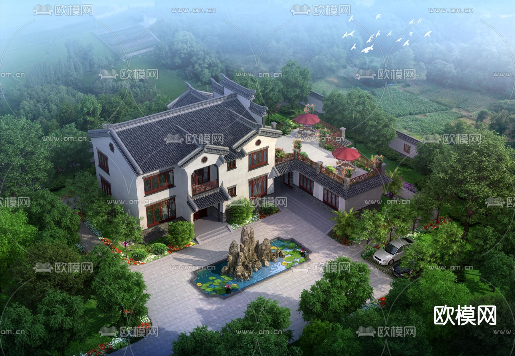 别墅3d模型下载_ID14044573_3dmax免费模型-欧模网