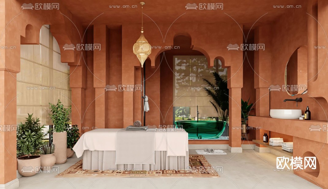 侘寂美容包间 SPA间3d模型下载_ID14044665_3dmax免费模型-欧模网