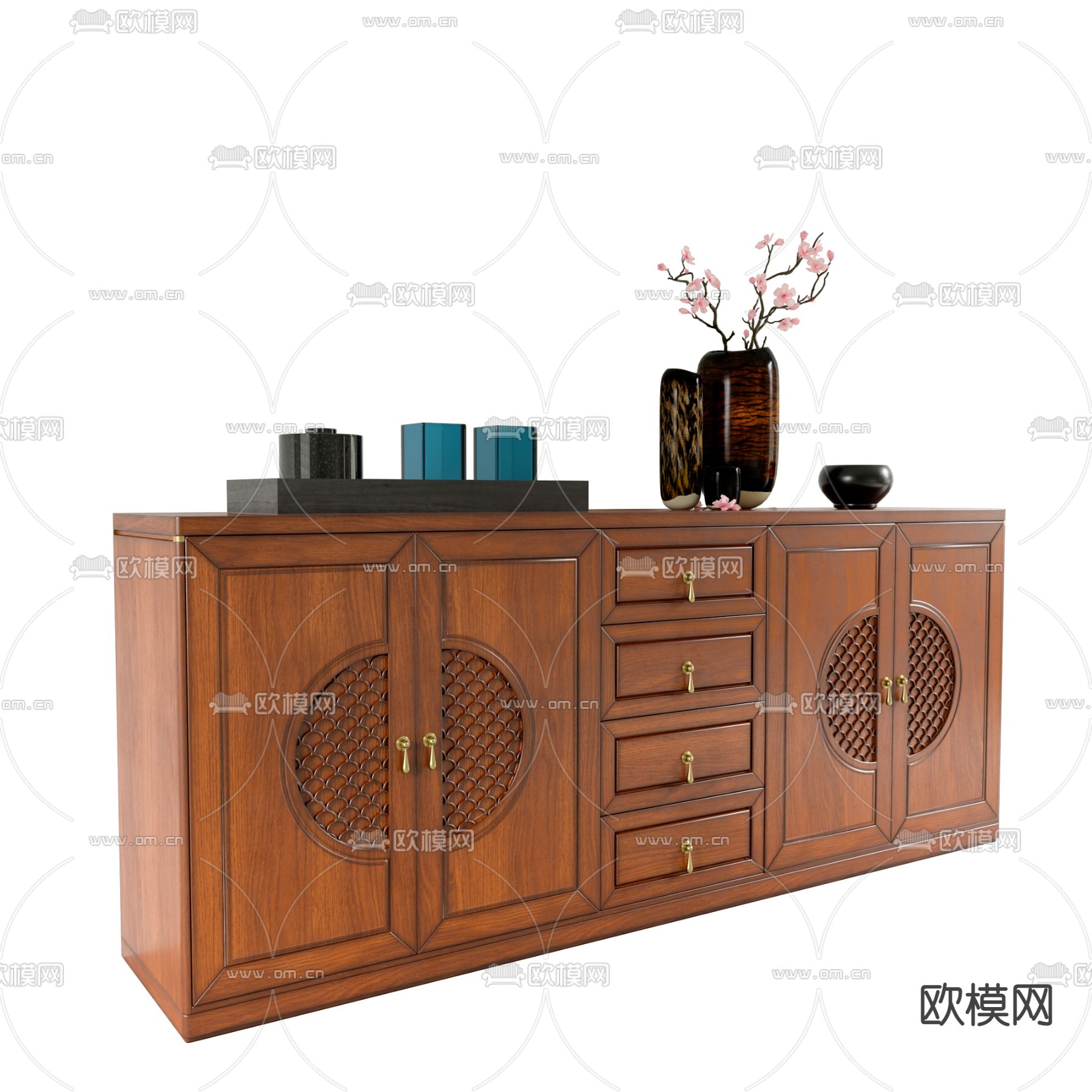 中式玄关柜 边柜 端景柜3d模型下载