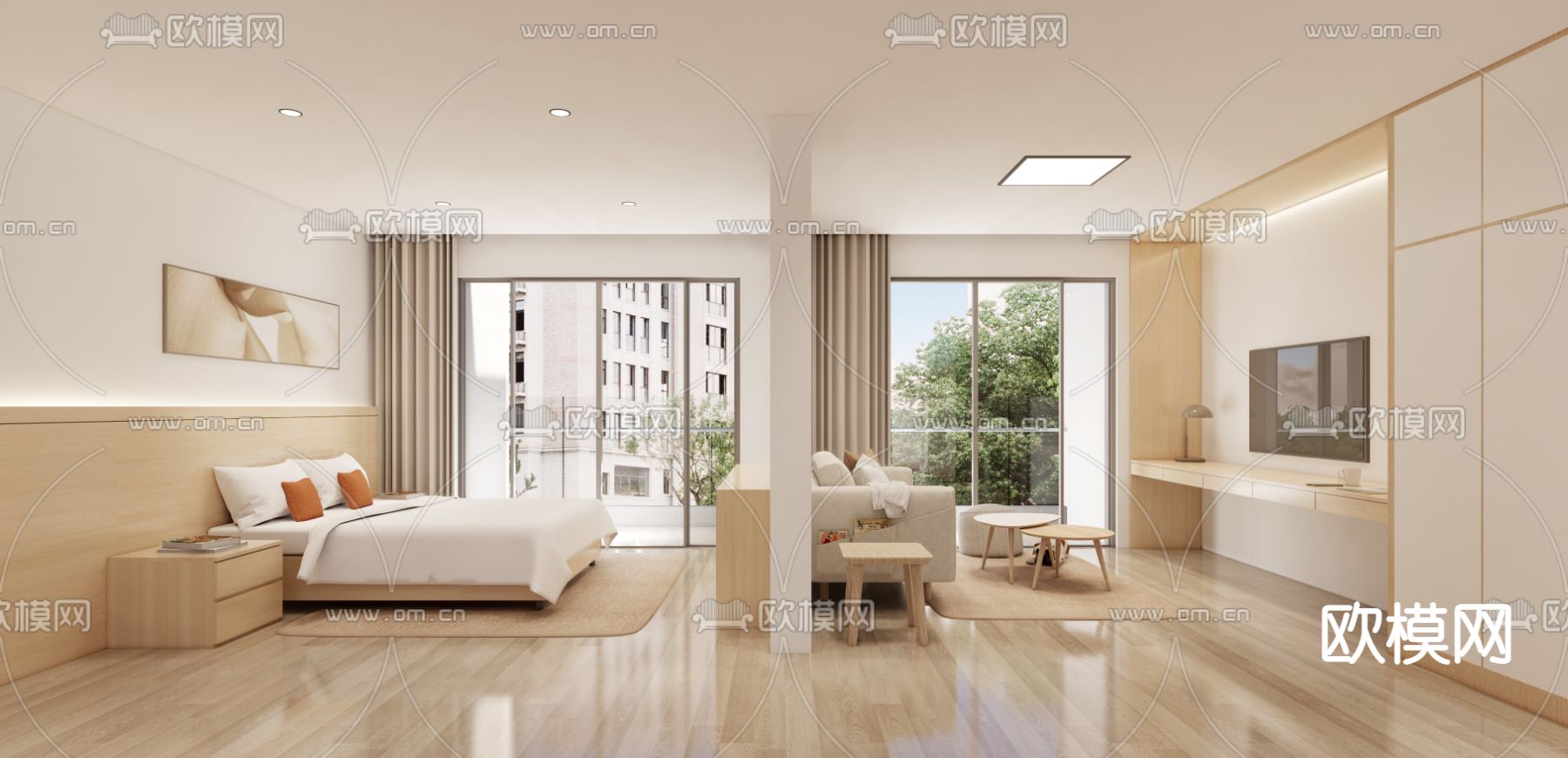 现代公寓su模型下载（渲染图1）