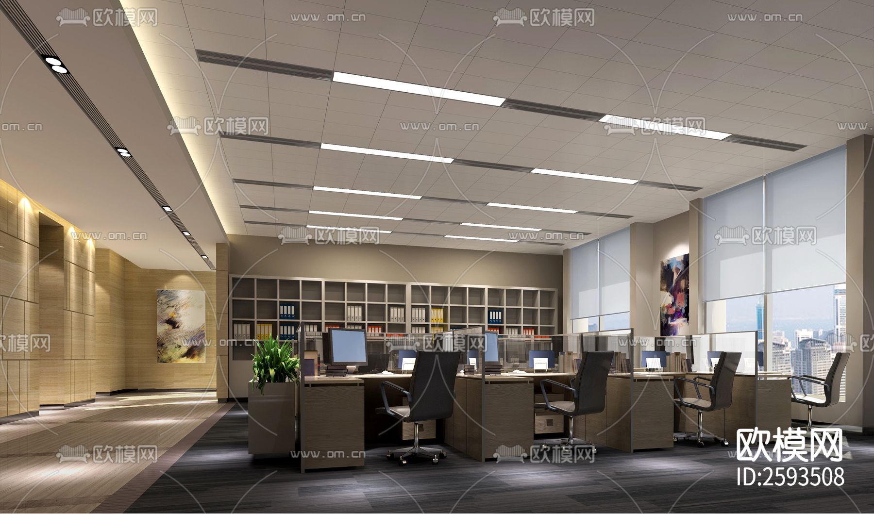 办公楼建筑及室内全套CAD施工图下载（渲染图8）