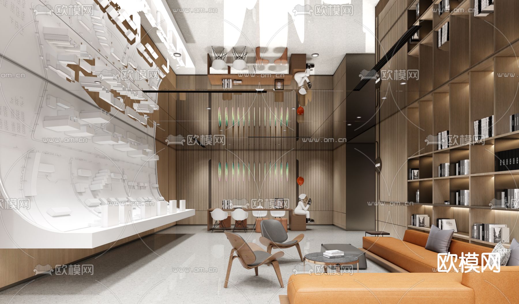 现代售楼处 接待中心su模型下载（渲染图1）