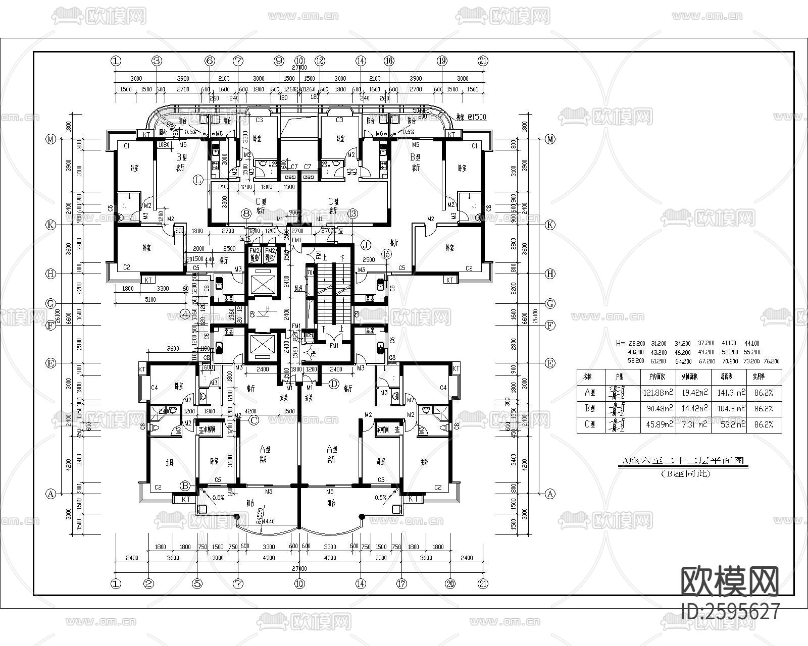 高层住宅全套建筑CAD施工图下载（渲染图8）