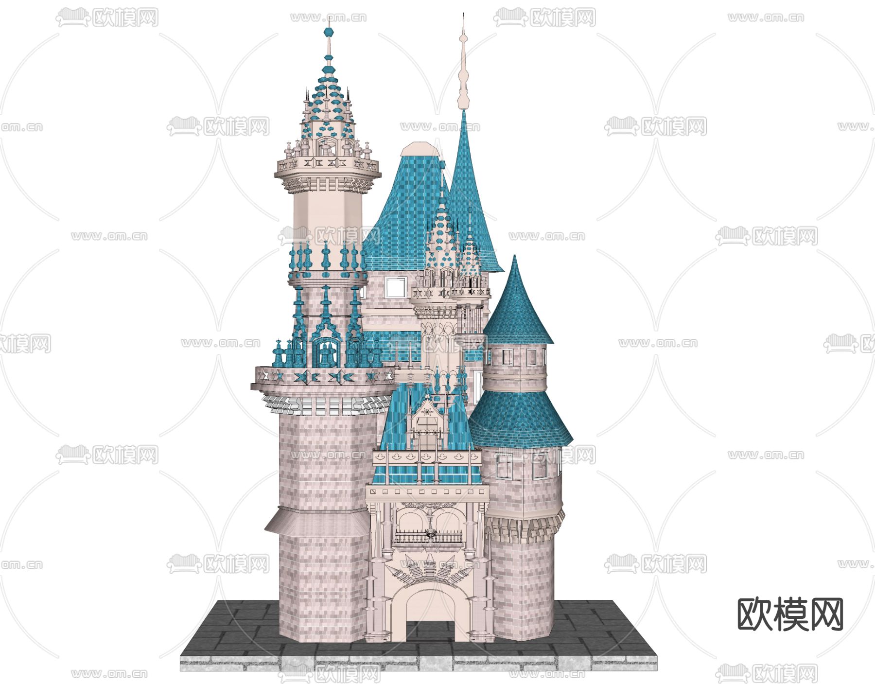 现代城堡摆件su模型下载（渲染图2）