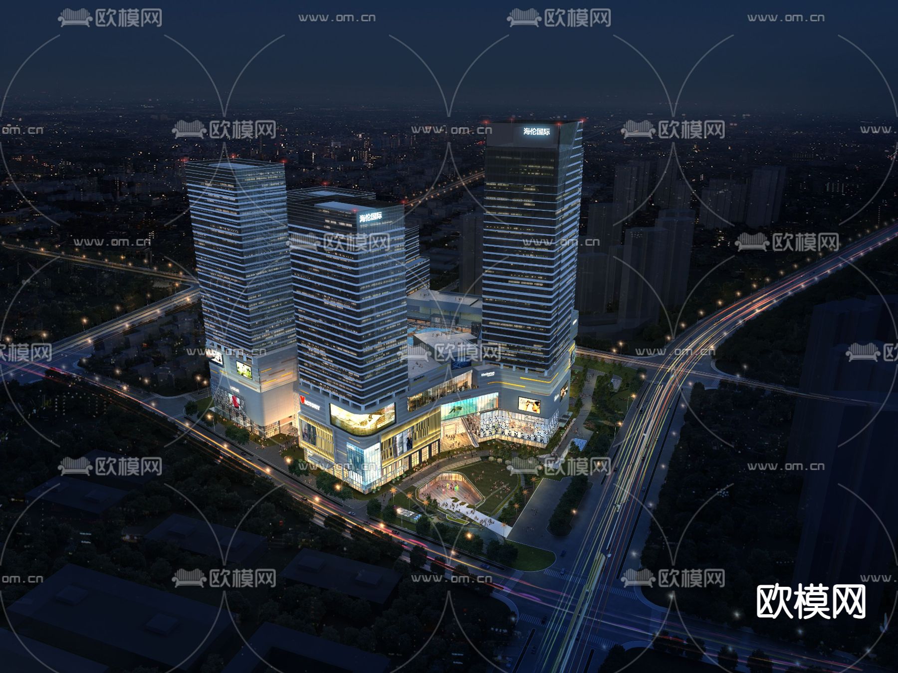 商业综合体 鸟瞰su模型下载（渲染图2）