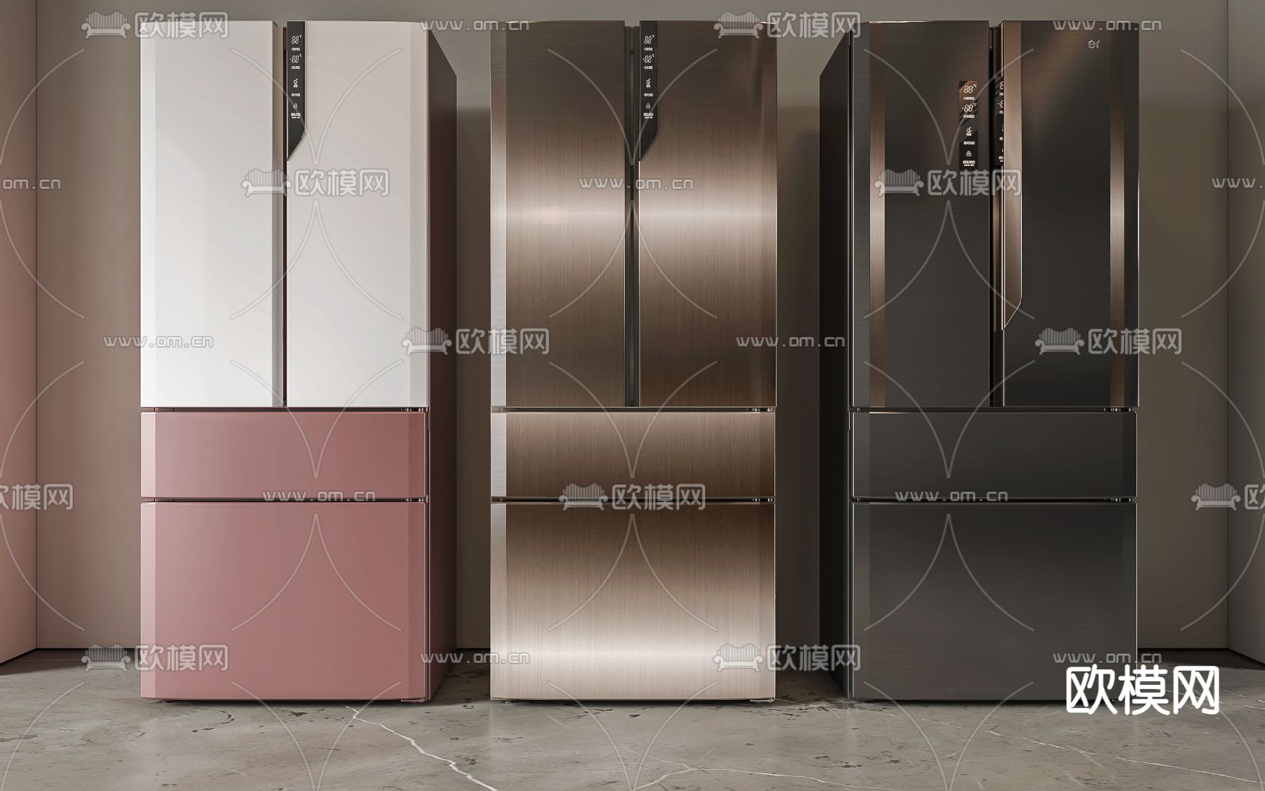 双开门冰箱 冰柜3d模型下载