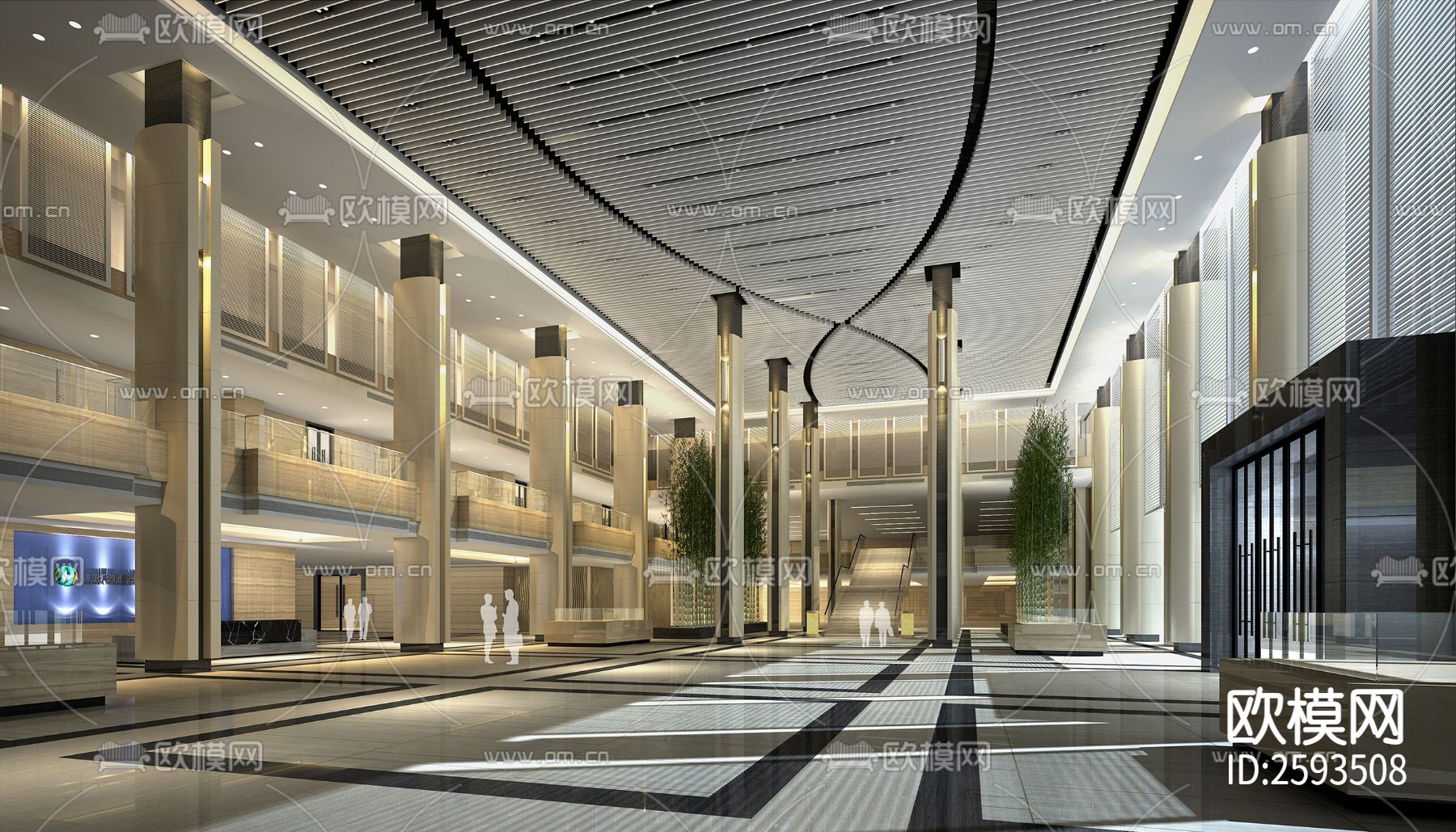 办公楼建筑及室内全套CAD施工图下载（渲染图2）