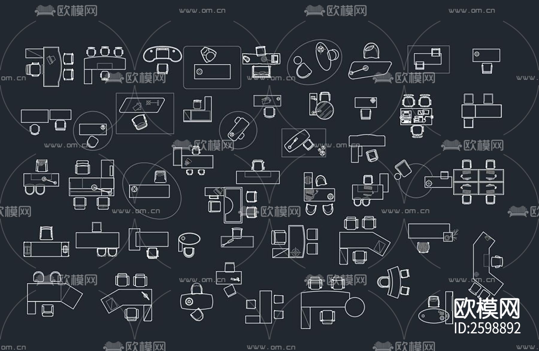 办公桌cad图块下载（渲染图4）