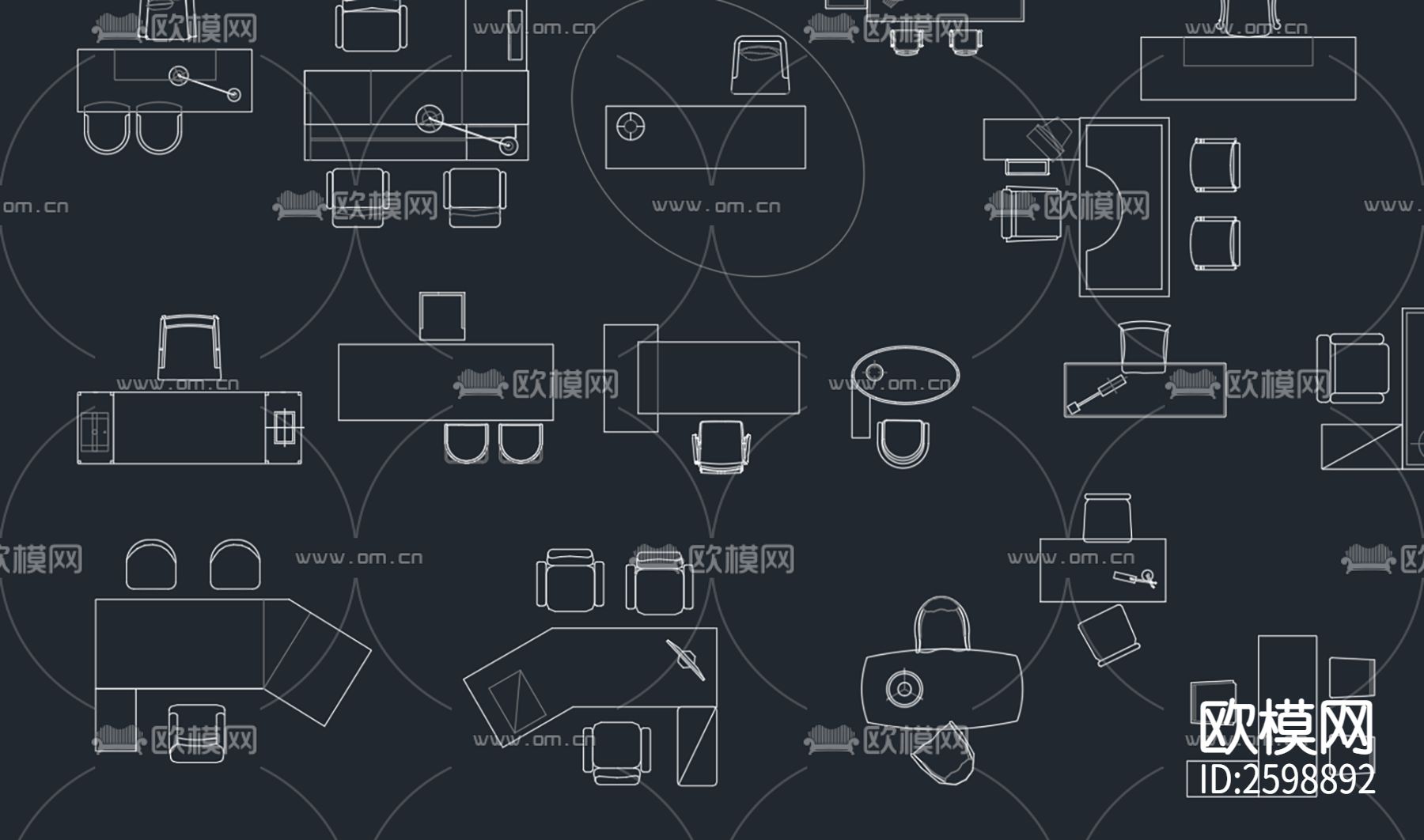 办公桌cad图块下载（渲染图2）