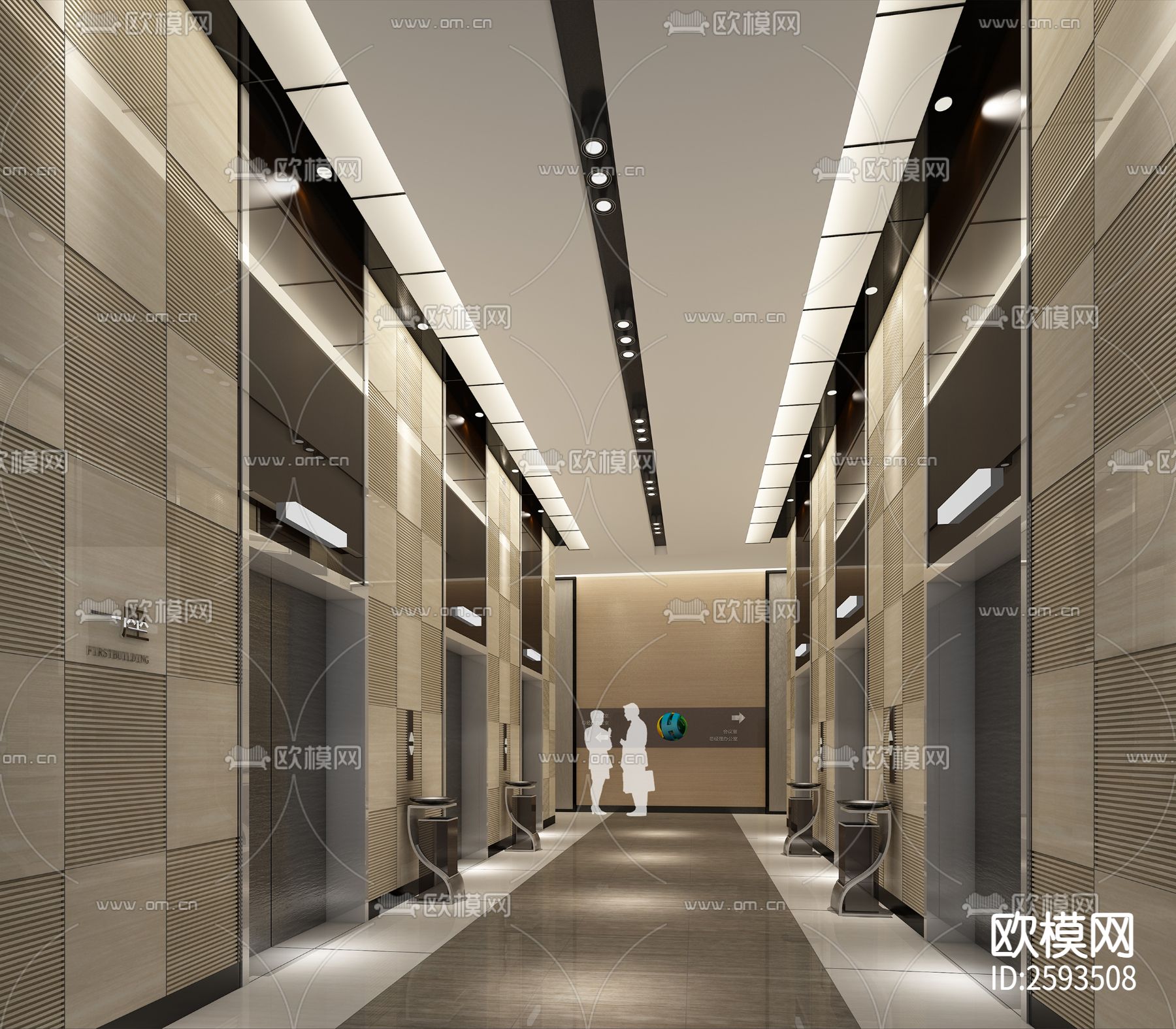 办公楼建筑及室内全套CAD施工图下载（渲染图7）