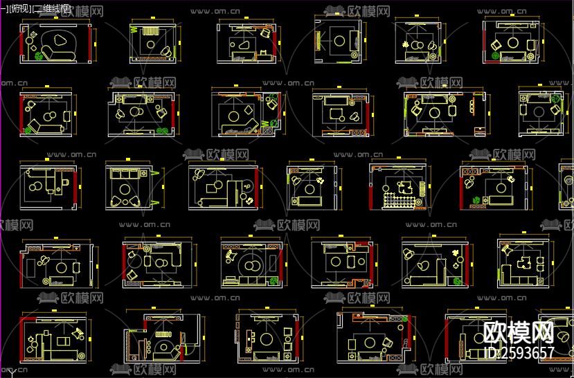 2023客厅布局CAD图库下载（渲染图6）